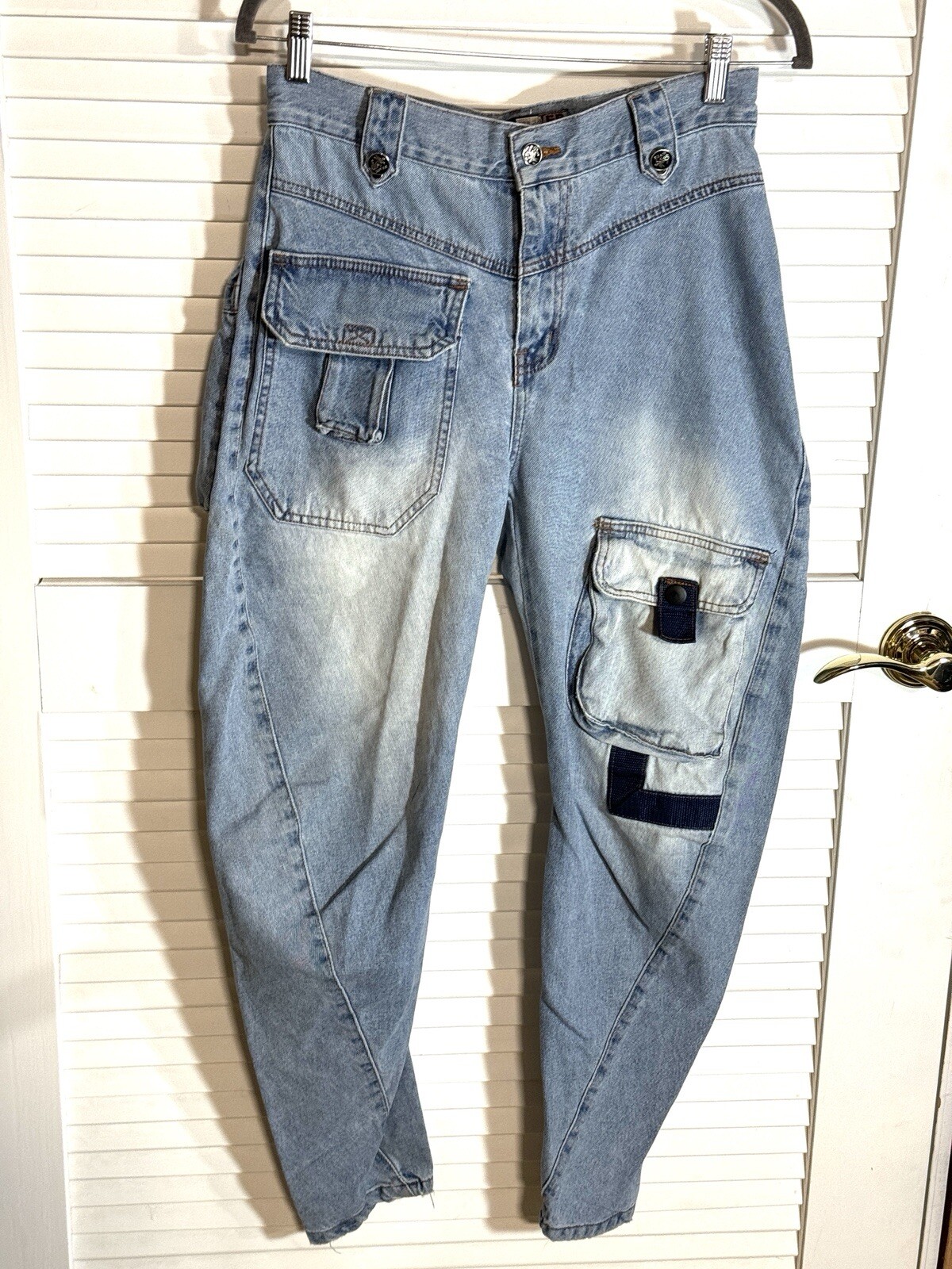 HIVER Women’s Size S Blue Jeans Hip Hop Cotton Pockets