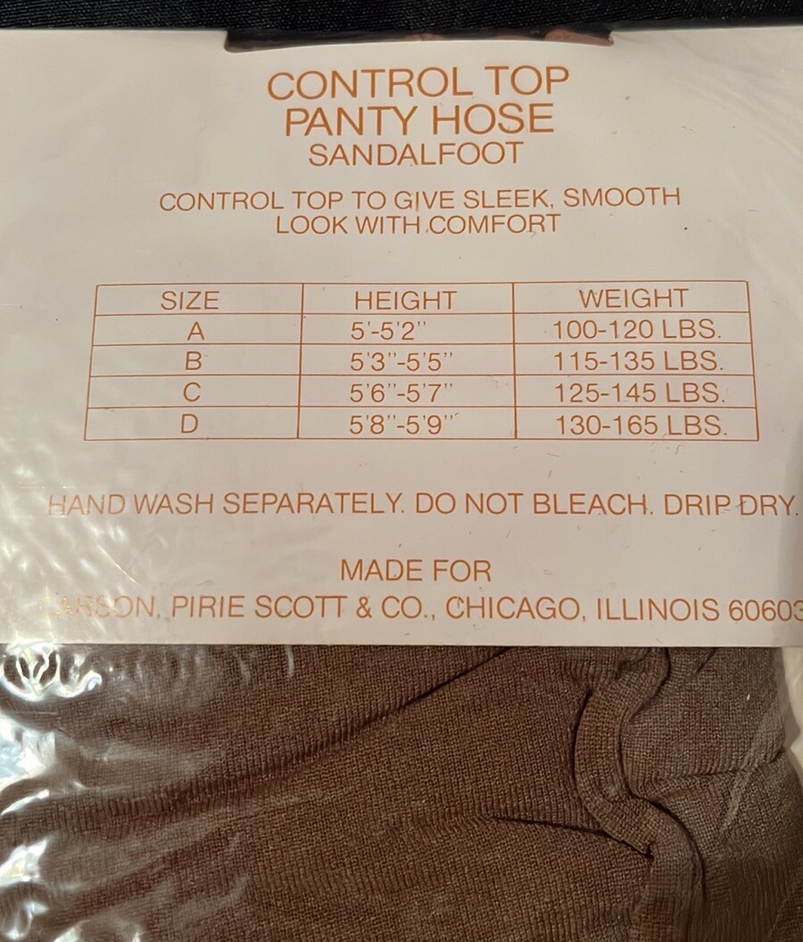 Vtg Carson Pirie Scott Control Top Pantyhose~2 Pr~sz D~Tan~Carsons Own~Sandal Ft