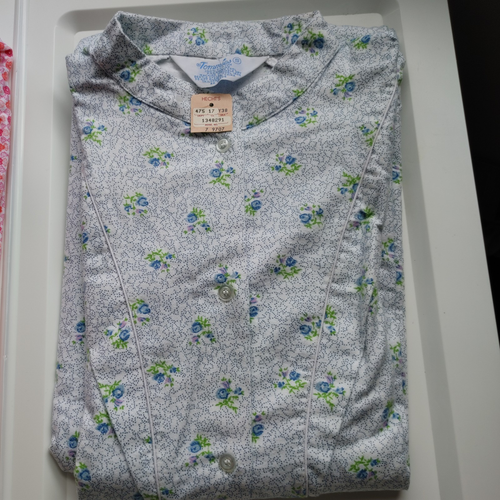 Tommies Floral Flannel Nightgown Cotton Vtg Long Sleeves Size S New