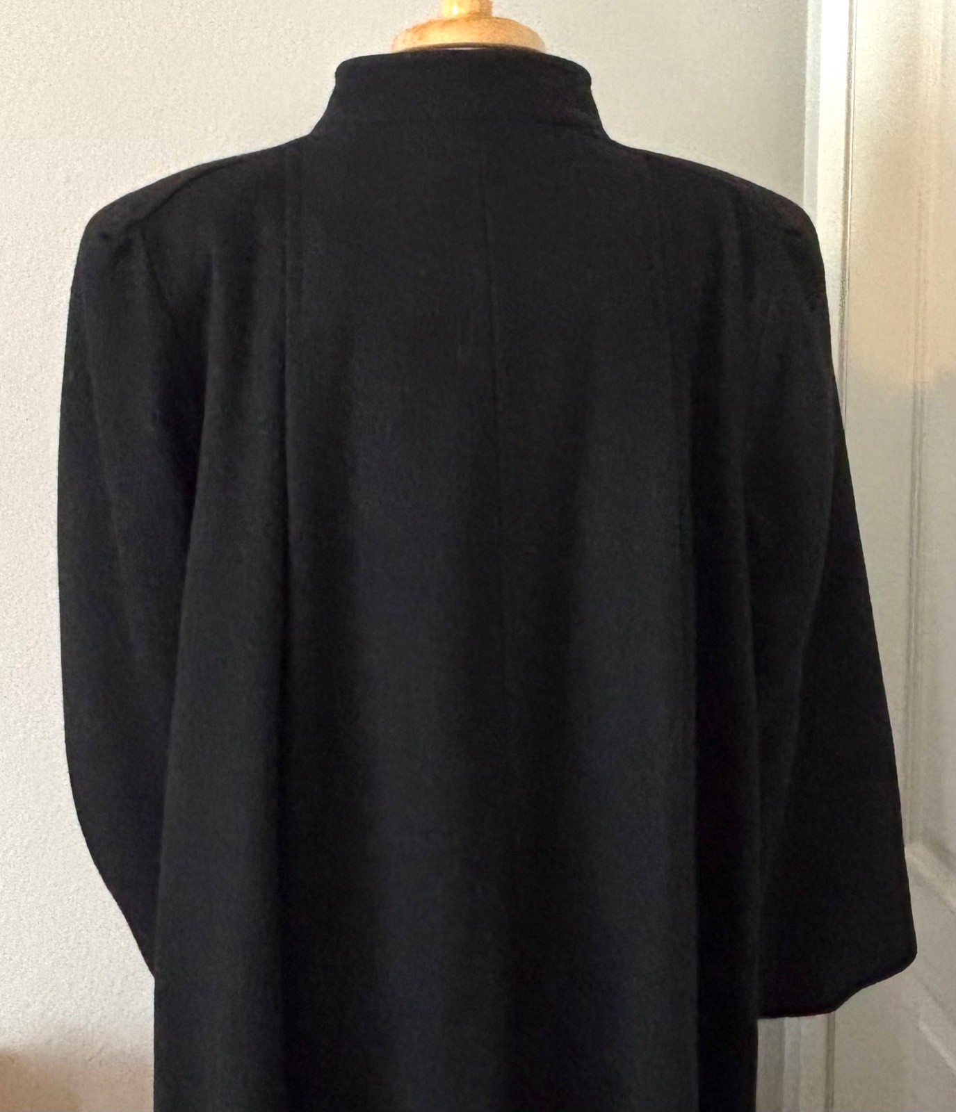 VTG ANDREA MARIN NEW YORK UNION MADE WMS BLACK WOOL BLEND COAT MAXI SEE MEASURE