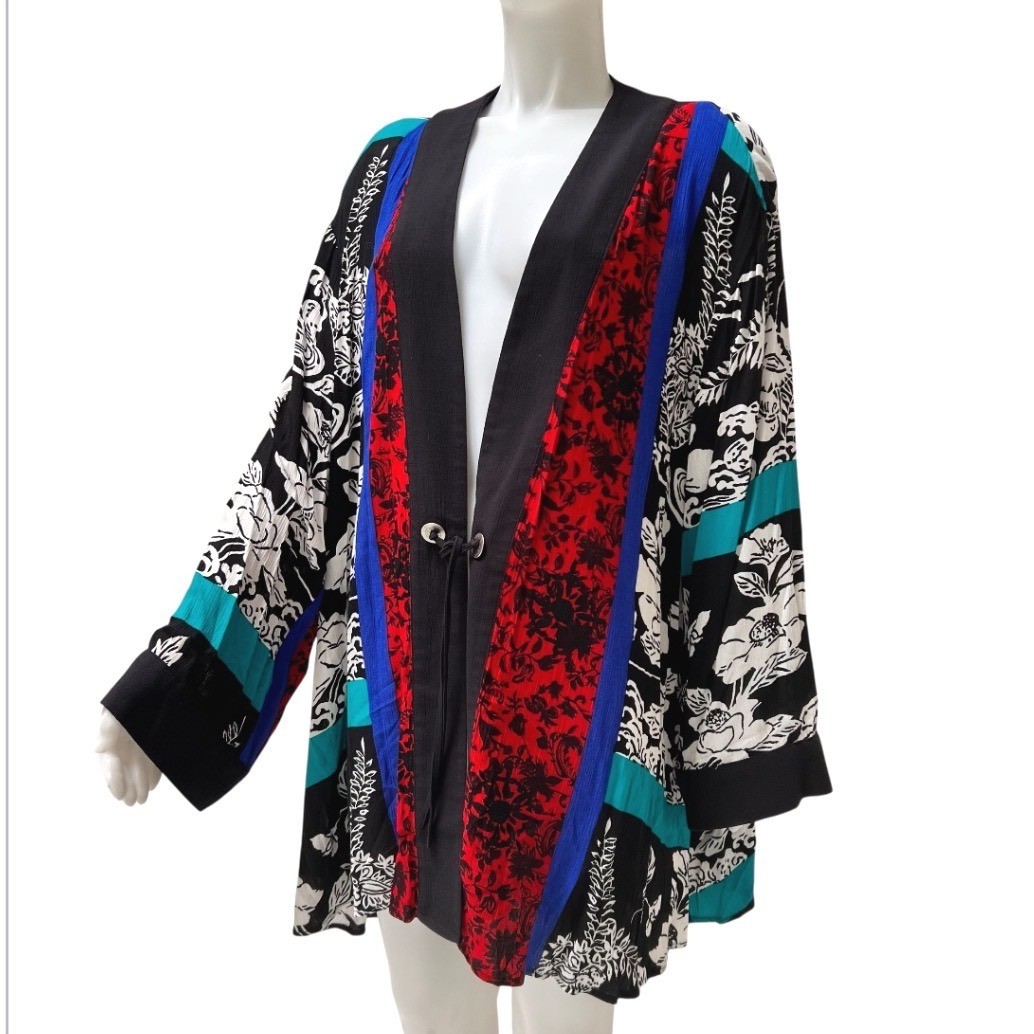 Vintage 90s Sharon Anthony Art To Wear Kimono Cardigan Whimsigoth Floral 4X
