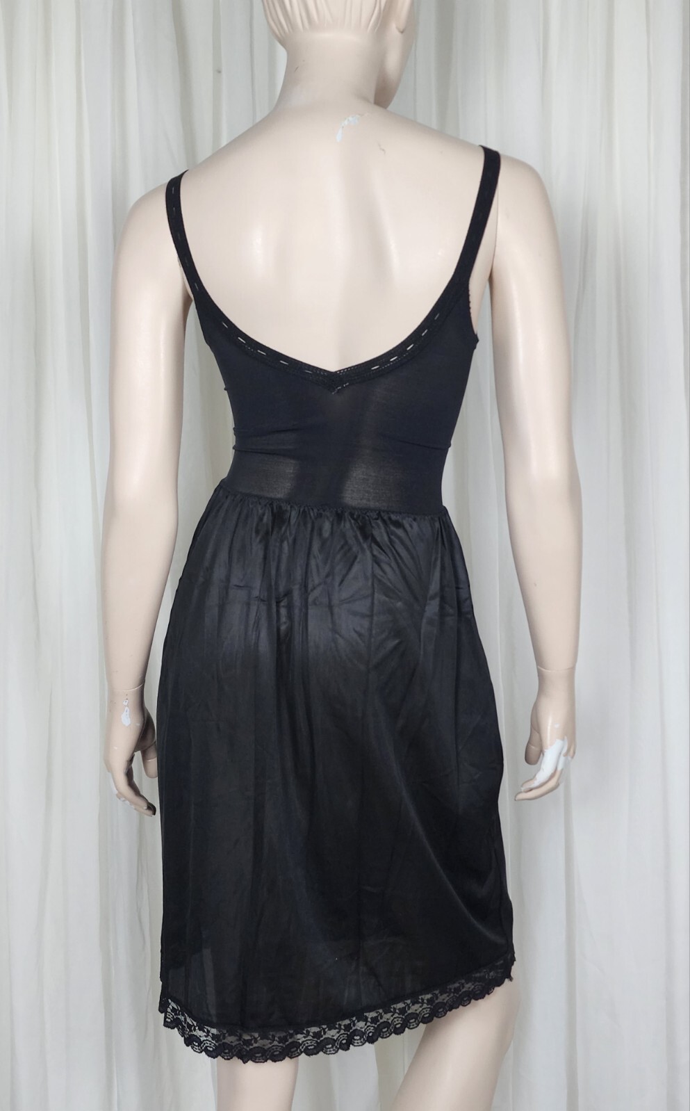Vintage 50s 60s Belinda stretch control top bra dress slip 36 C cup sz S black