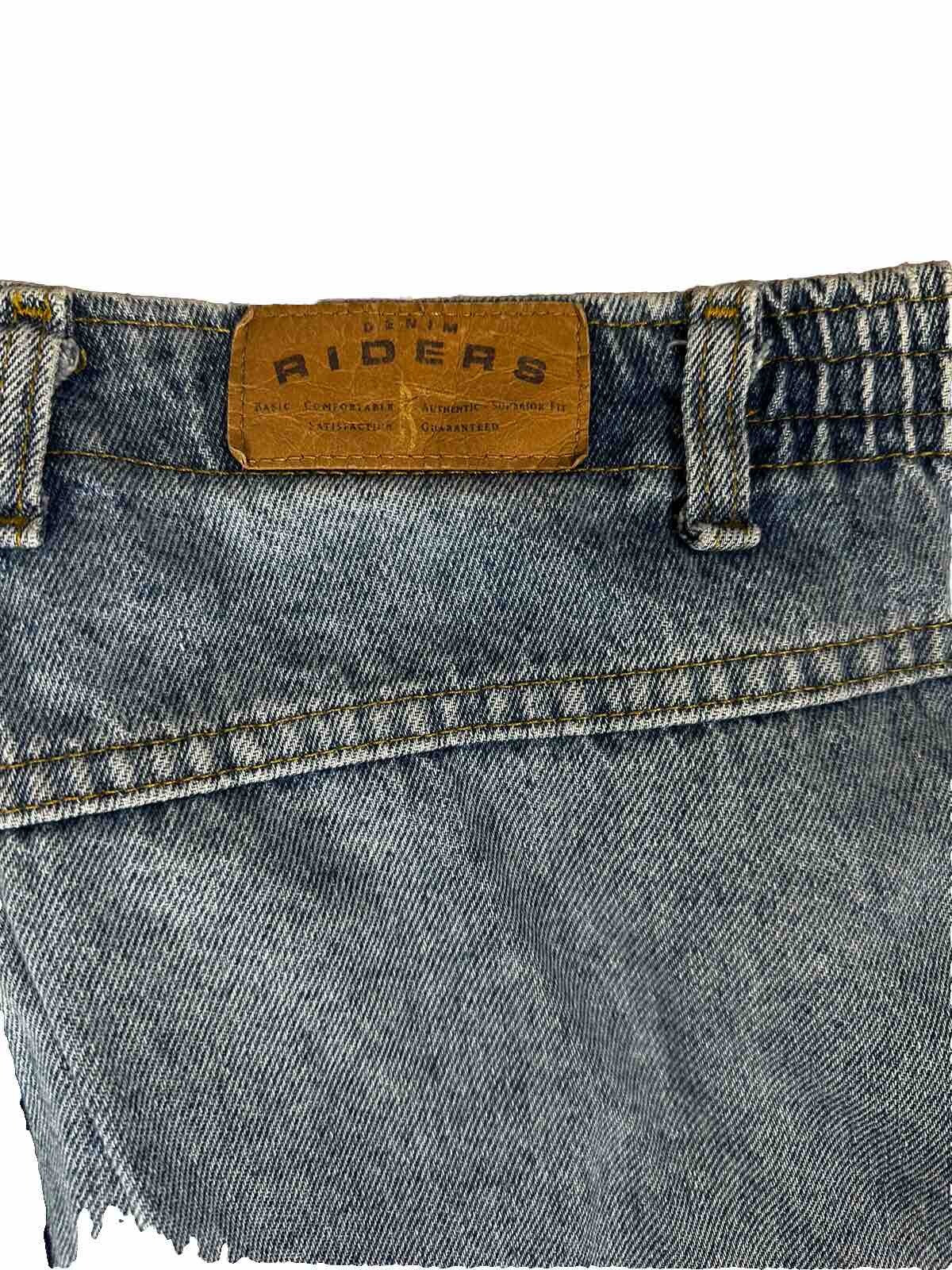 Vtg Riders Woman’s 24 W Petite blue denim jeans Elastic High Rise Mom 40×25 V2