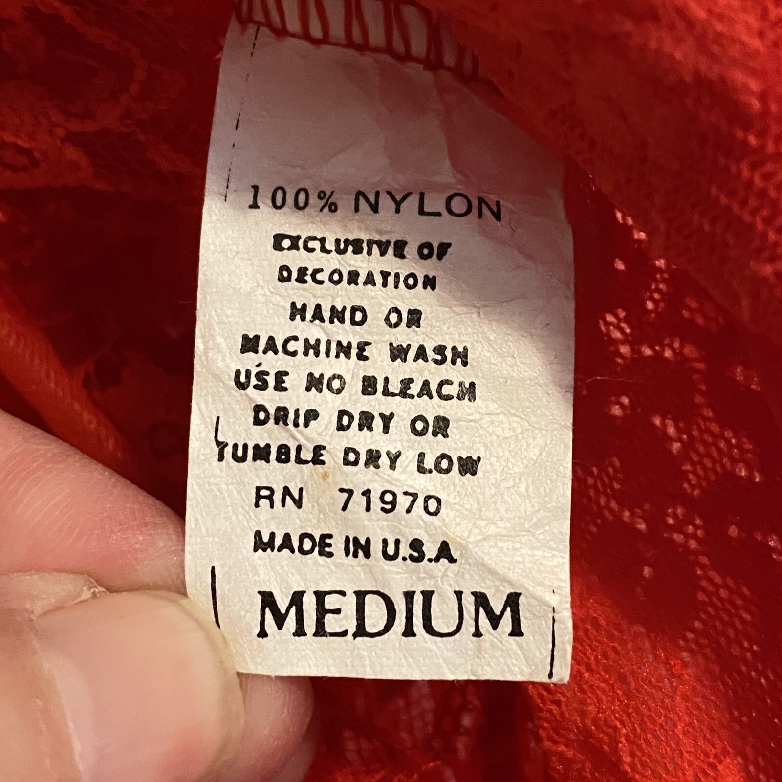 Vintage Stroke Of Midnight Red Night Gown Babydoll Womens Medium Made In USA