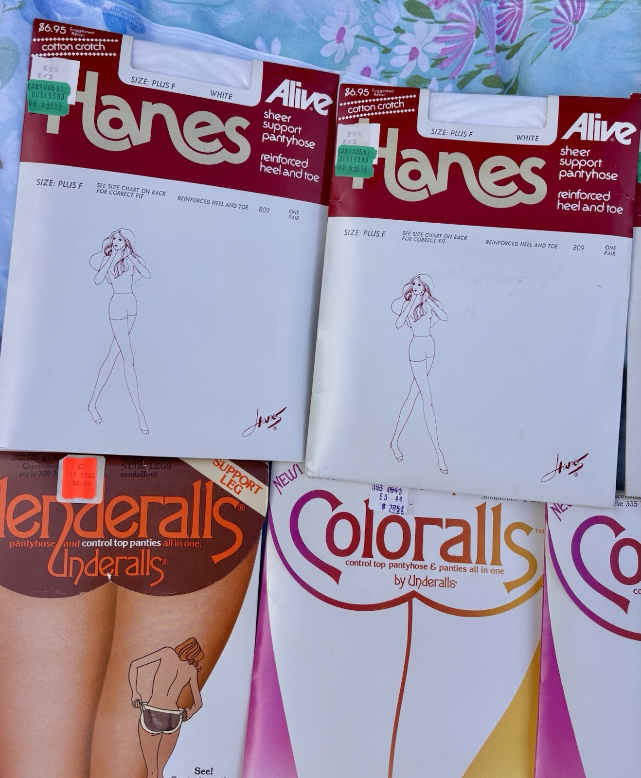 Lot 10 Vtg NOS Pantyhose Queen Size Plus 2X Hanes Alive Fitting Pretty Underalls