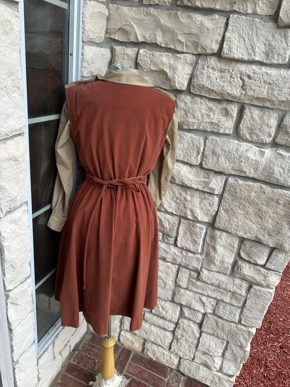 Vintage 60s Mod Shift Josephine Small To Medium Corduroy Jumper Dress Blouse