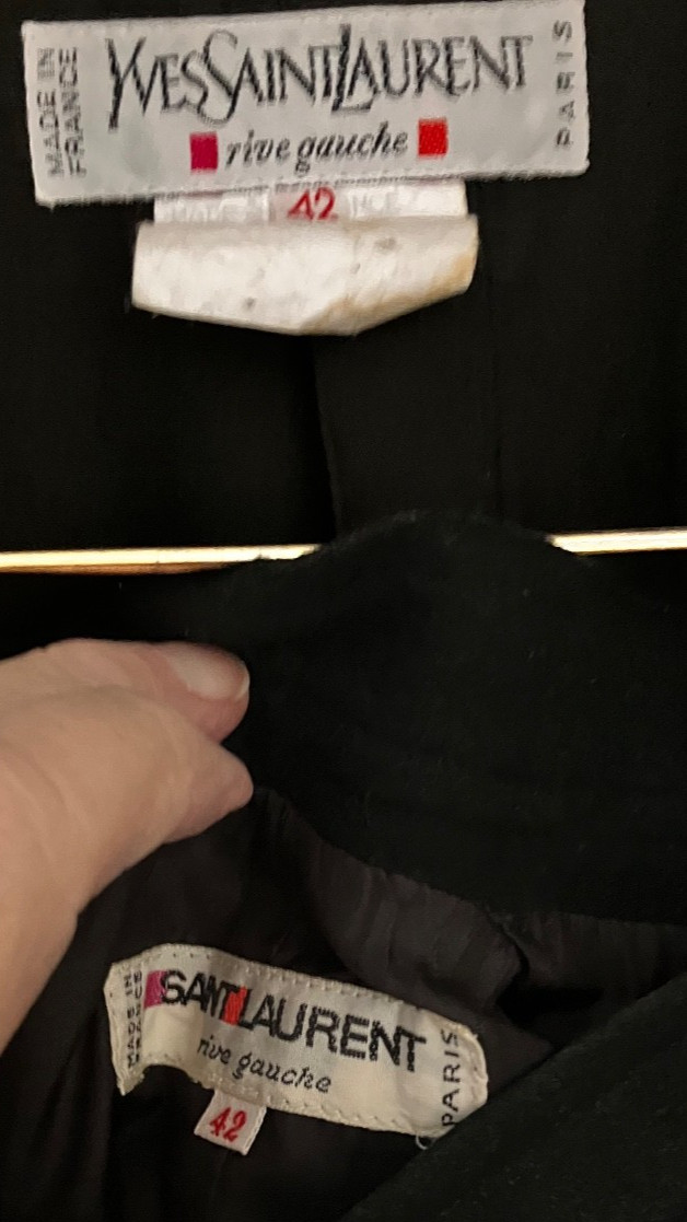 YSL Vintage Black Wool Woman’s 2-piece Skirt Suit FR40