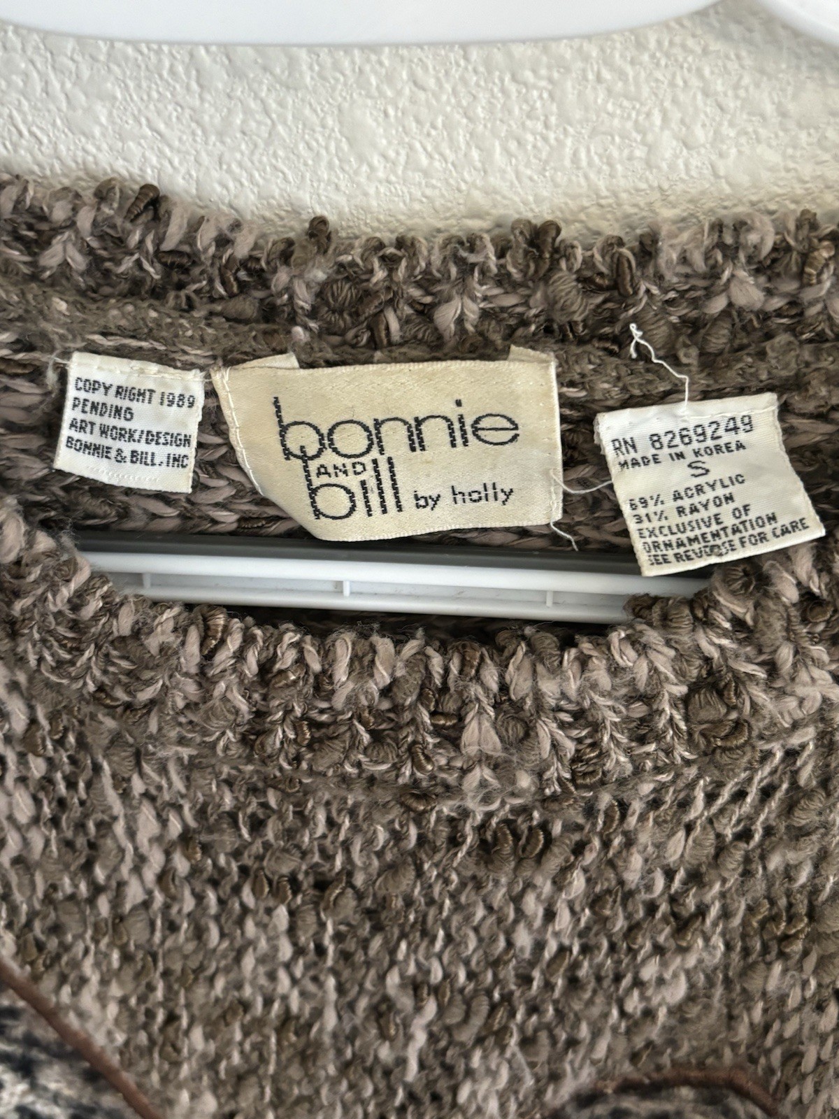 Vintage Bonnie And Bill Knit Crochet Sweater Fur Tassel Size Small