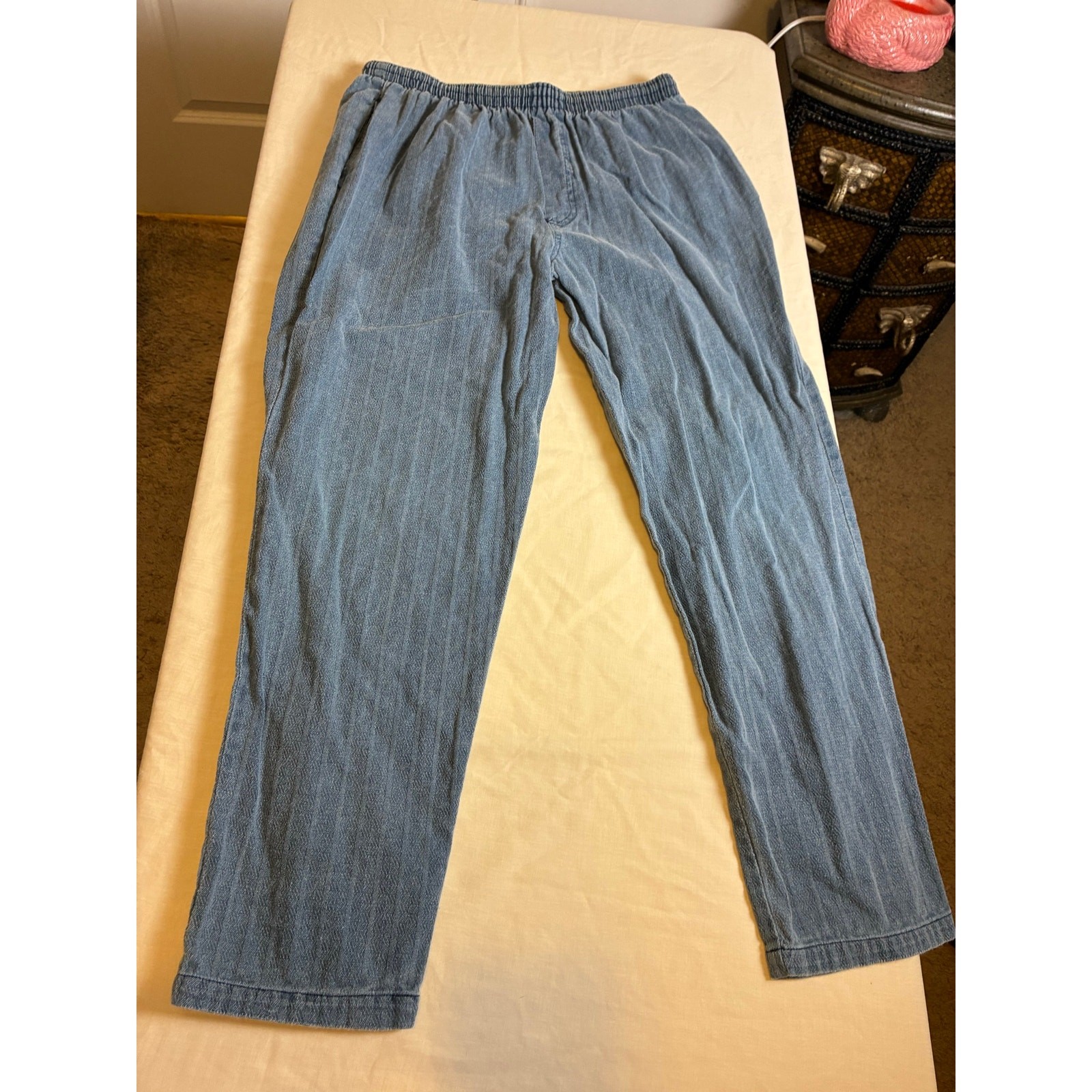 Vintage Rap Boys Jeans XL Elastic Waist Acid Wash Denim Pants 90s Streetwear USA