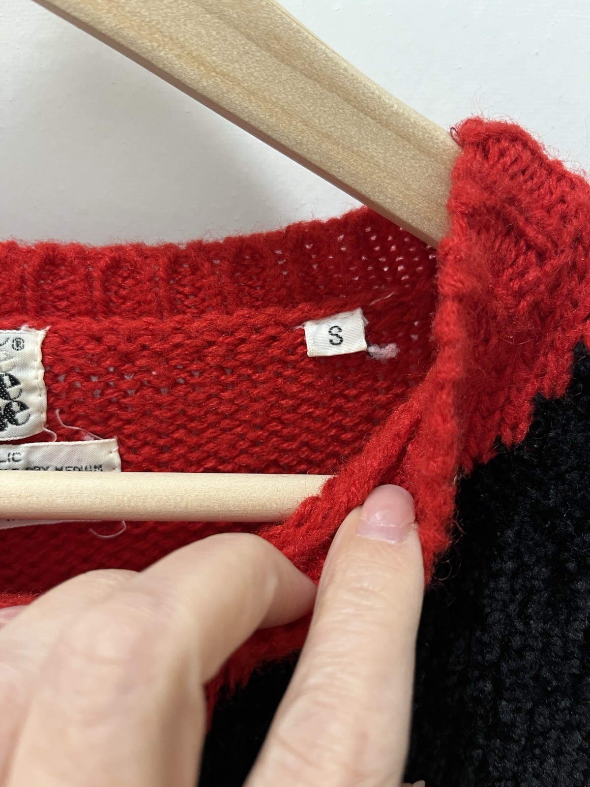 On Cue Women’s Vintage Red Knitted Sweater with Black Panther Design