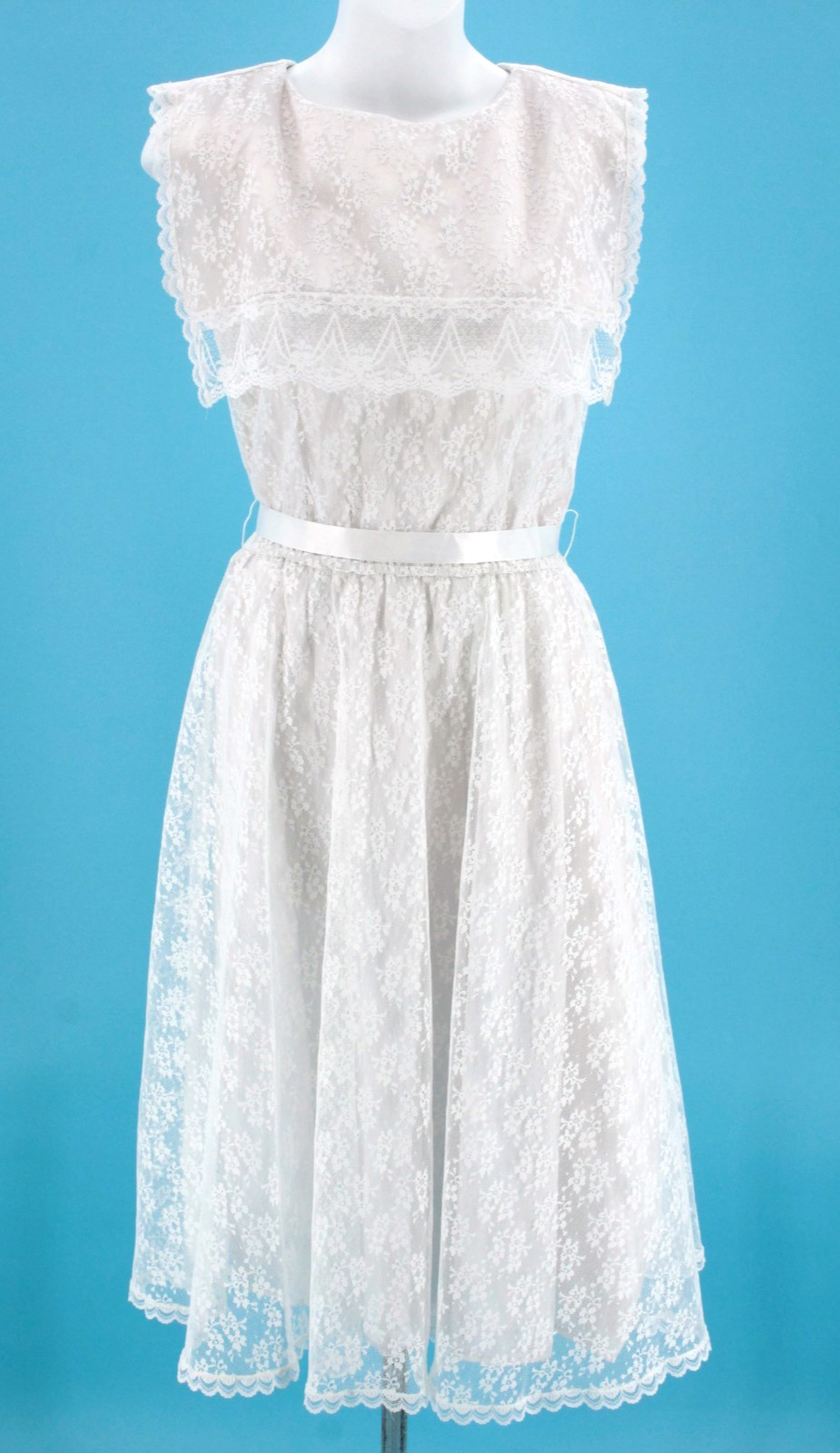 Vtg Women’s 80s 90s White Lace Gunne Sax Midi Dress Sz XS/S 1980s 1990s