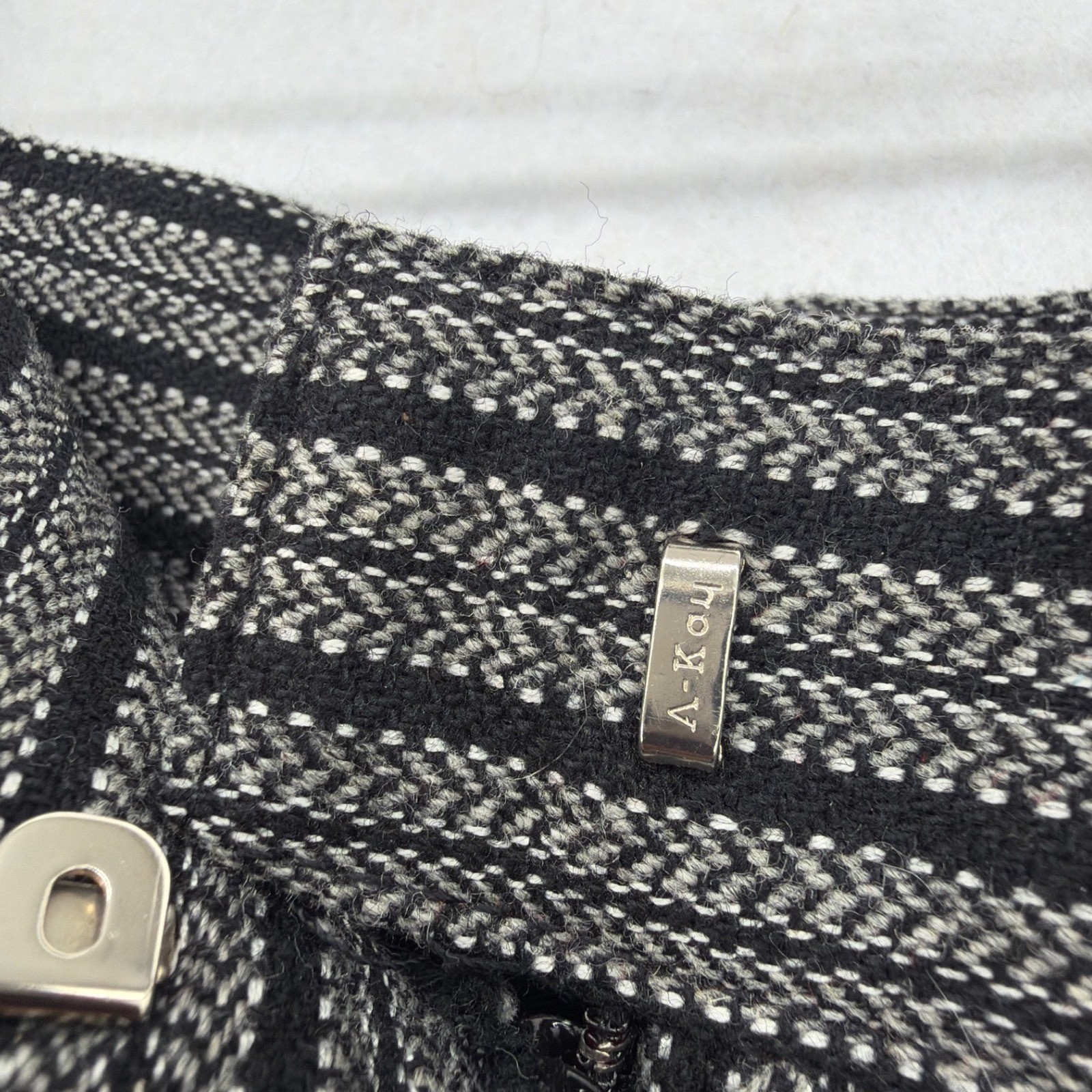 College Town Vintage Trousers 24 Black Grey Stripe Wool Blend Retro Boho USA