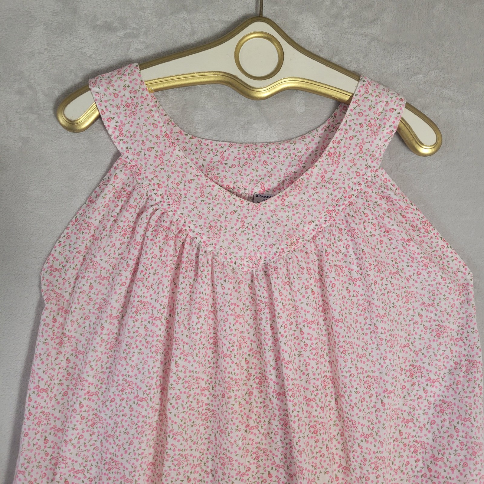 VTG Long Dainty Pink Floral Sleeveless Nightgown Summer OS Cottagecore Prarie