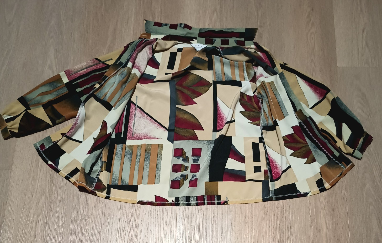 Vtg 80s Geometric Patchwork Print Kitsch New Wave Statement Button Up Top XL