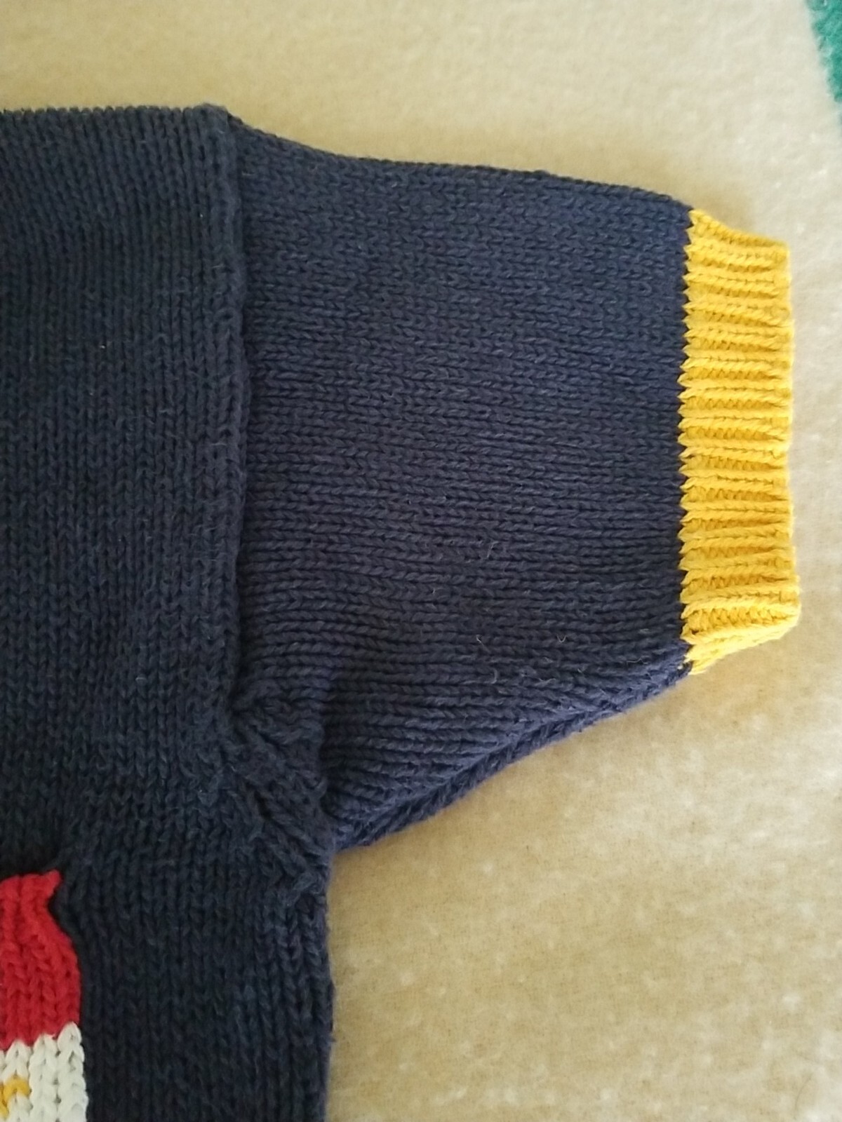 Vtg knitted top petites J G Hook sz ps 100% cotton navy blue short sleeves star