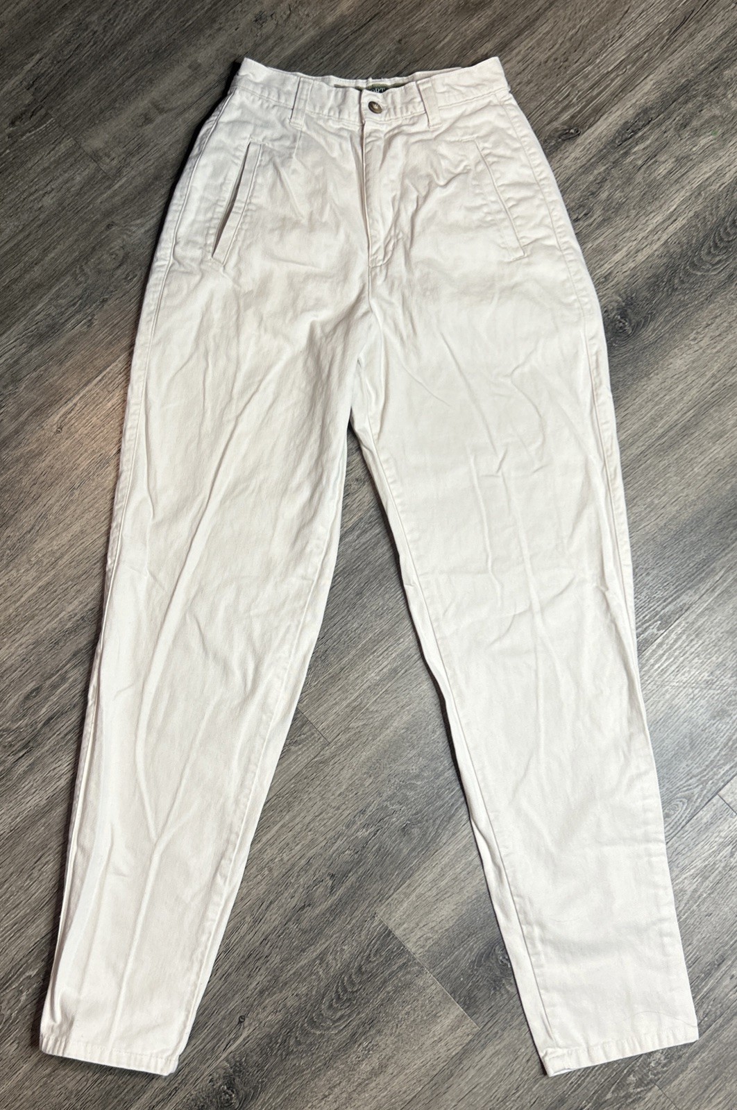 Vintage Paris Sport Club Ivory High Waist Chino Tapered Leg Size 3 Preppy