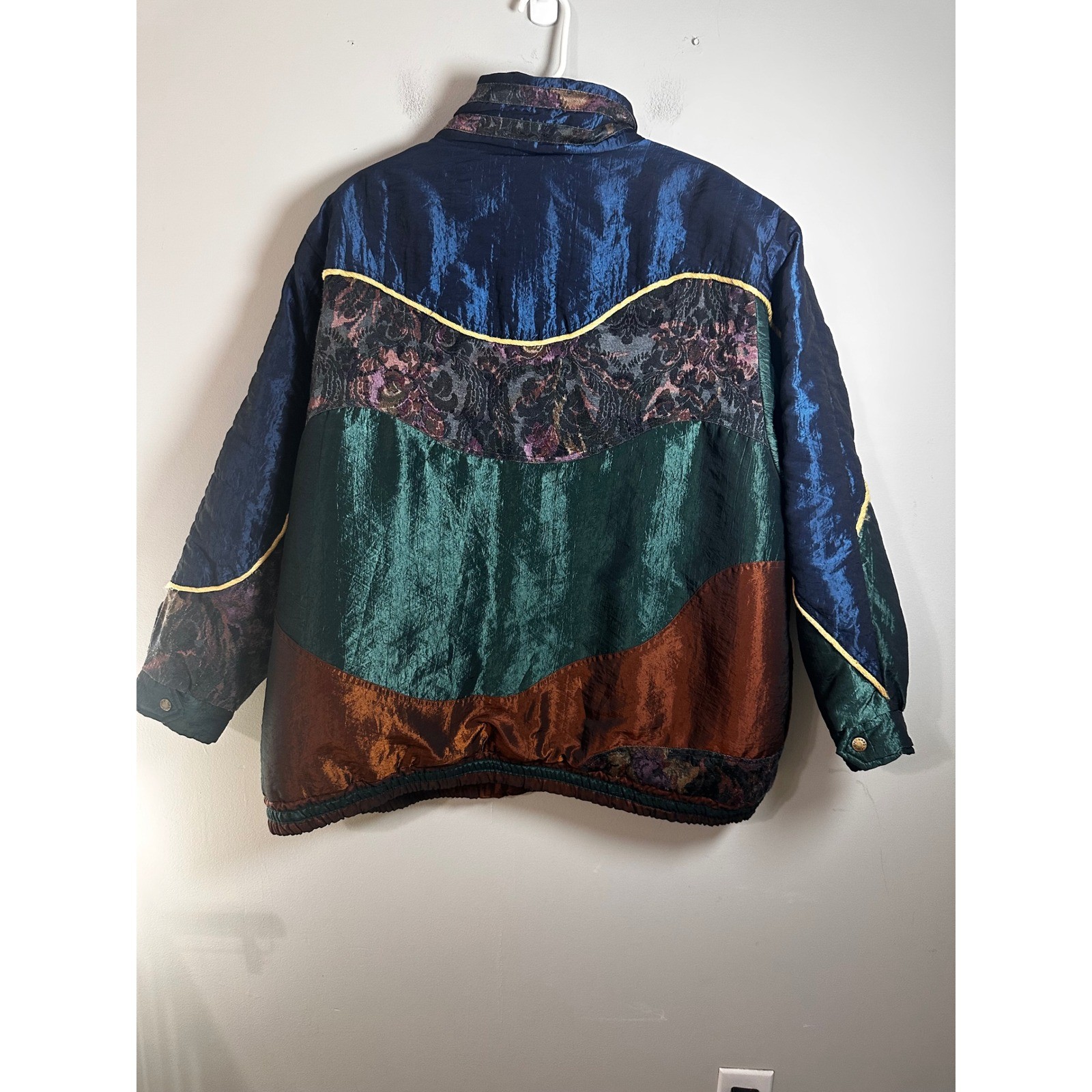 Current Seen Vintage 80s 90s Colorblock Paisley Metallic Bomber Jacket Plus 2XL