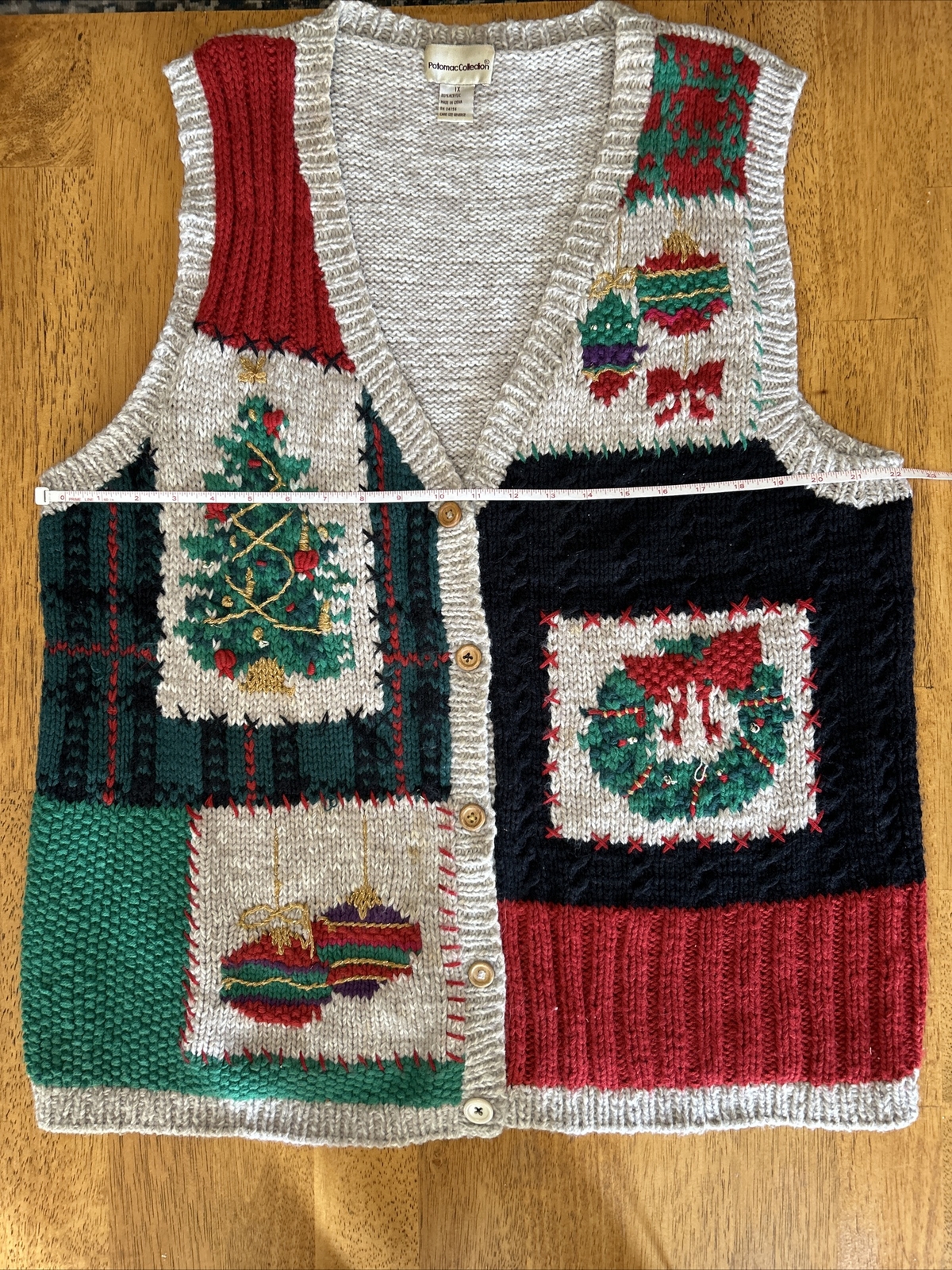 Vintage Potomac Collection chrismas Sweater Vest Women’s Size 1x Button Up