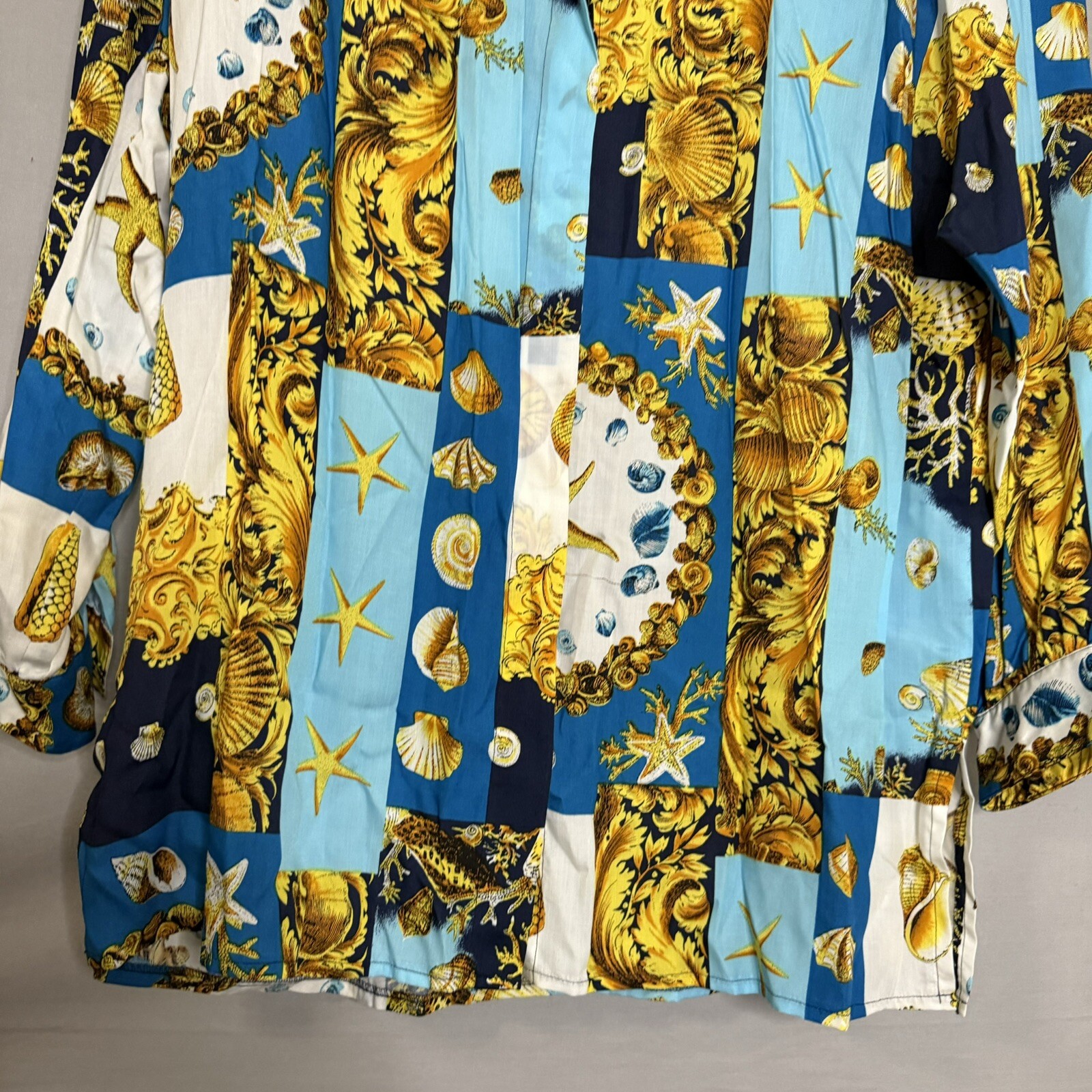 Vintage 90s Baroque Brownstone Studio Button Up Seashell Ocean Plus Size 18