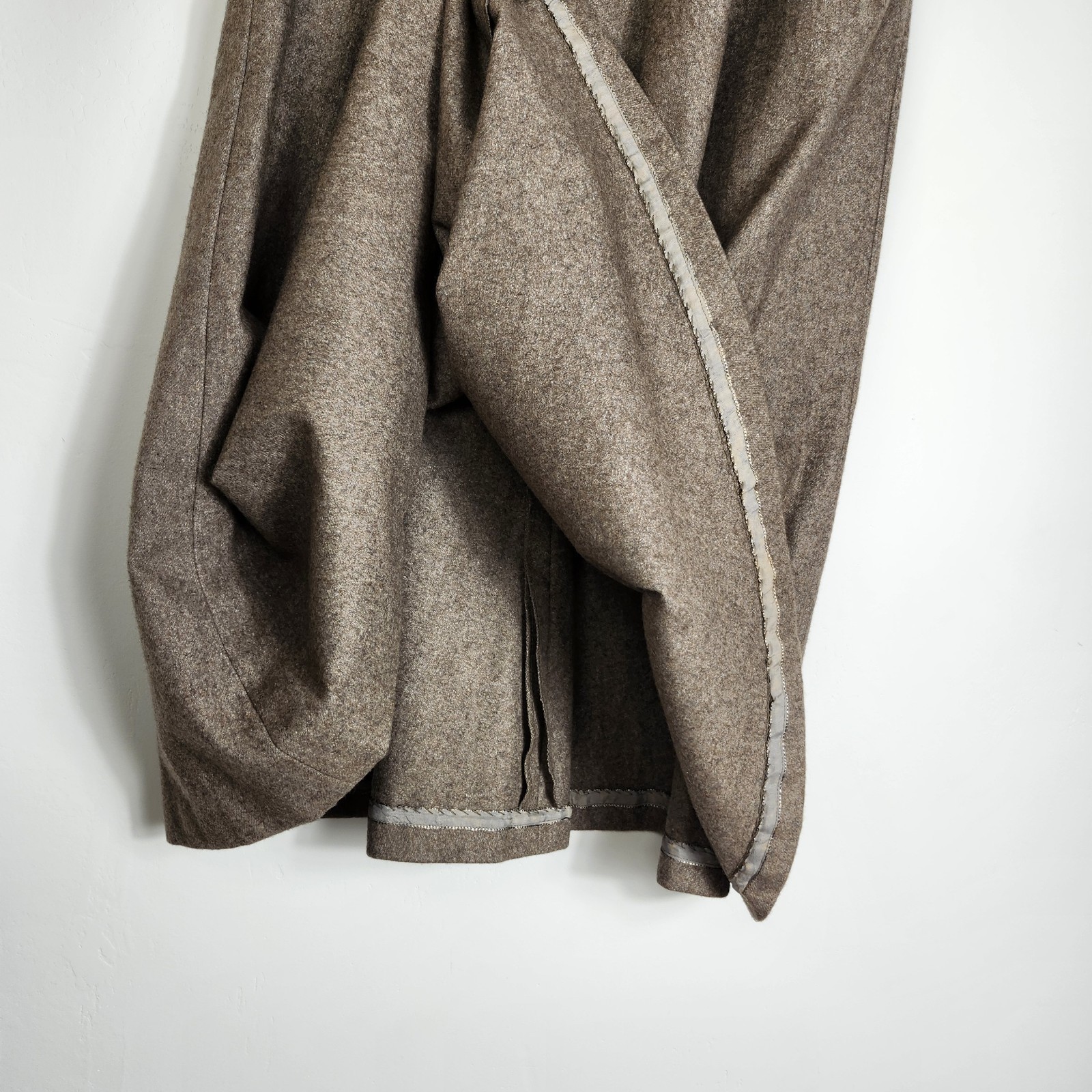Vintage 70s 80s Wool Blend A-Line Midi Skirt Brown Heather Academic Tweed”