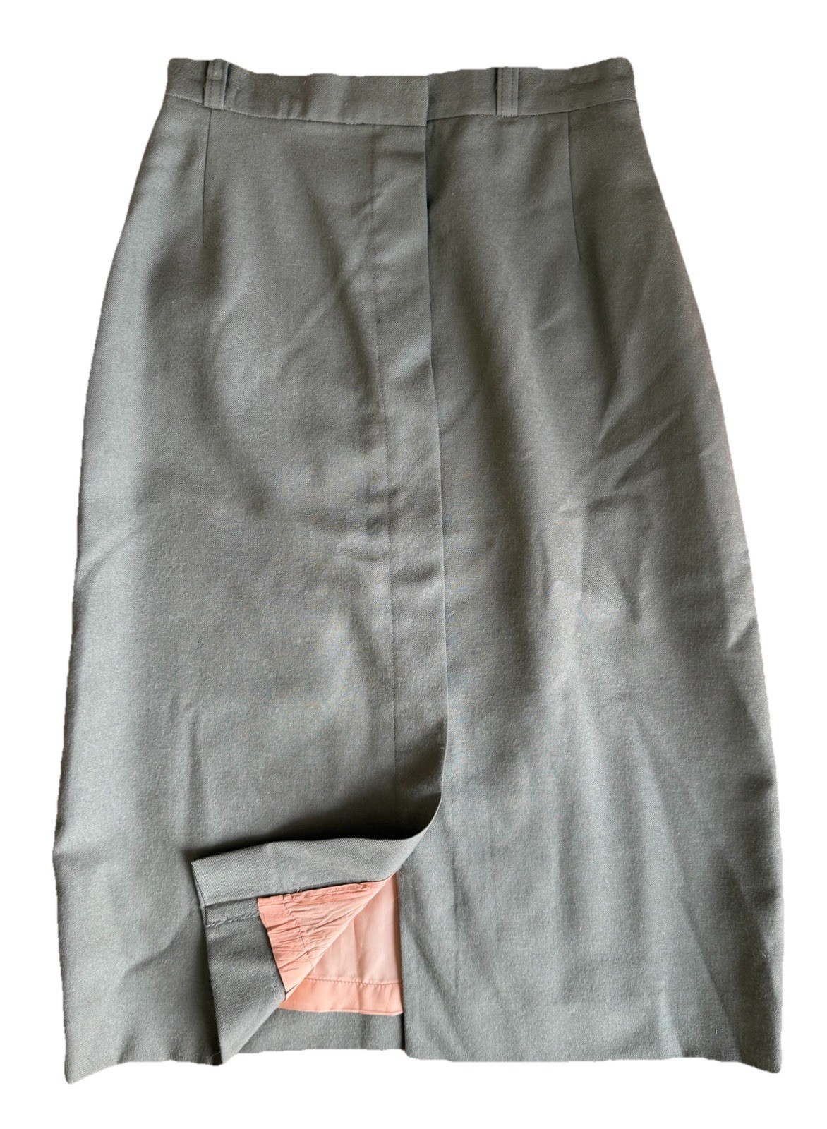 Vintage Bonwit Teller Jones New York Khaki Green Wool Pencil Skirt Fits XS