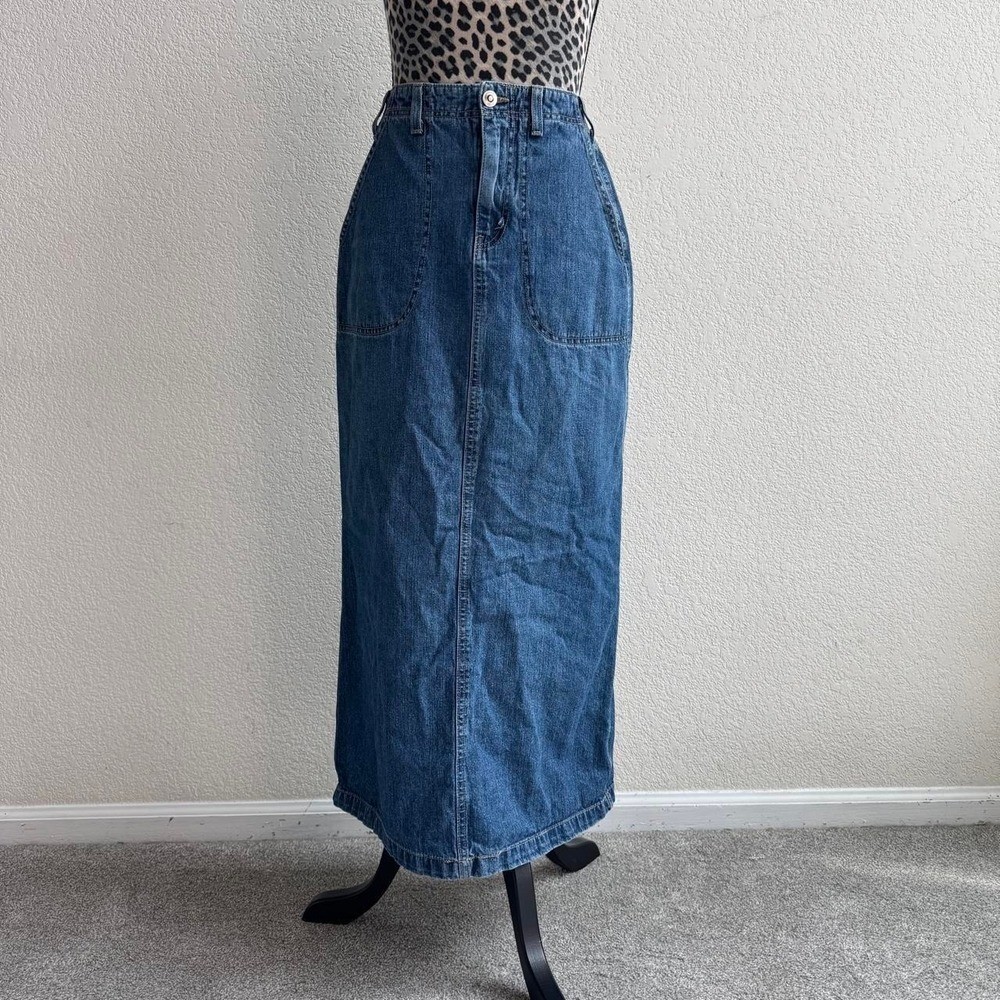 Maurices vintage blue denim maxi skirt