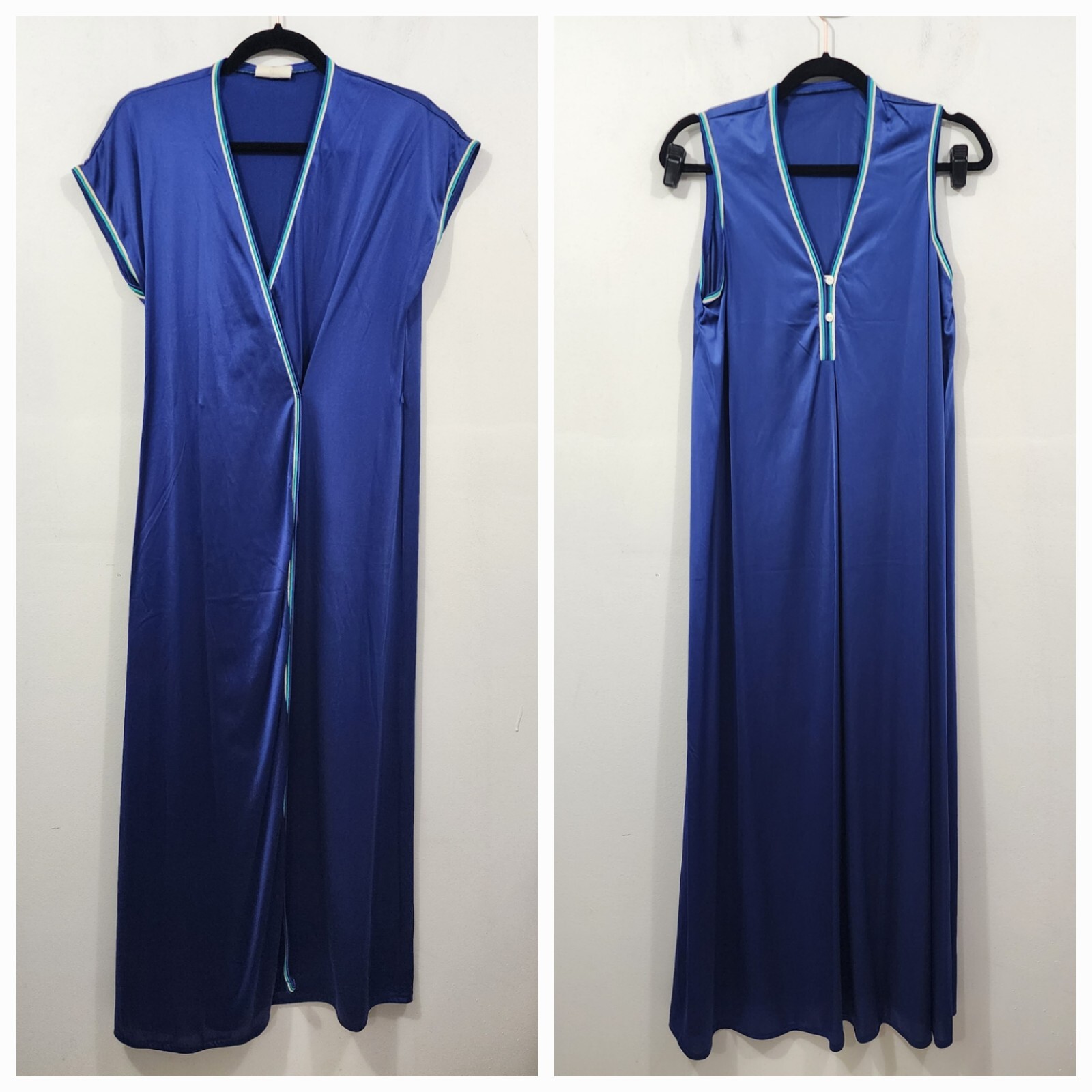 Women’s Vintage 70s XS/S Misses JC Penney Nylon Royal Blue Teal White Piping Cap
