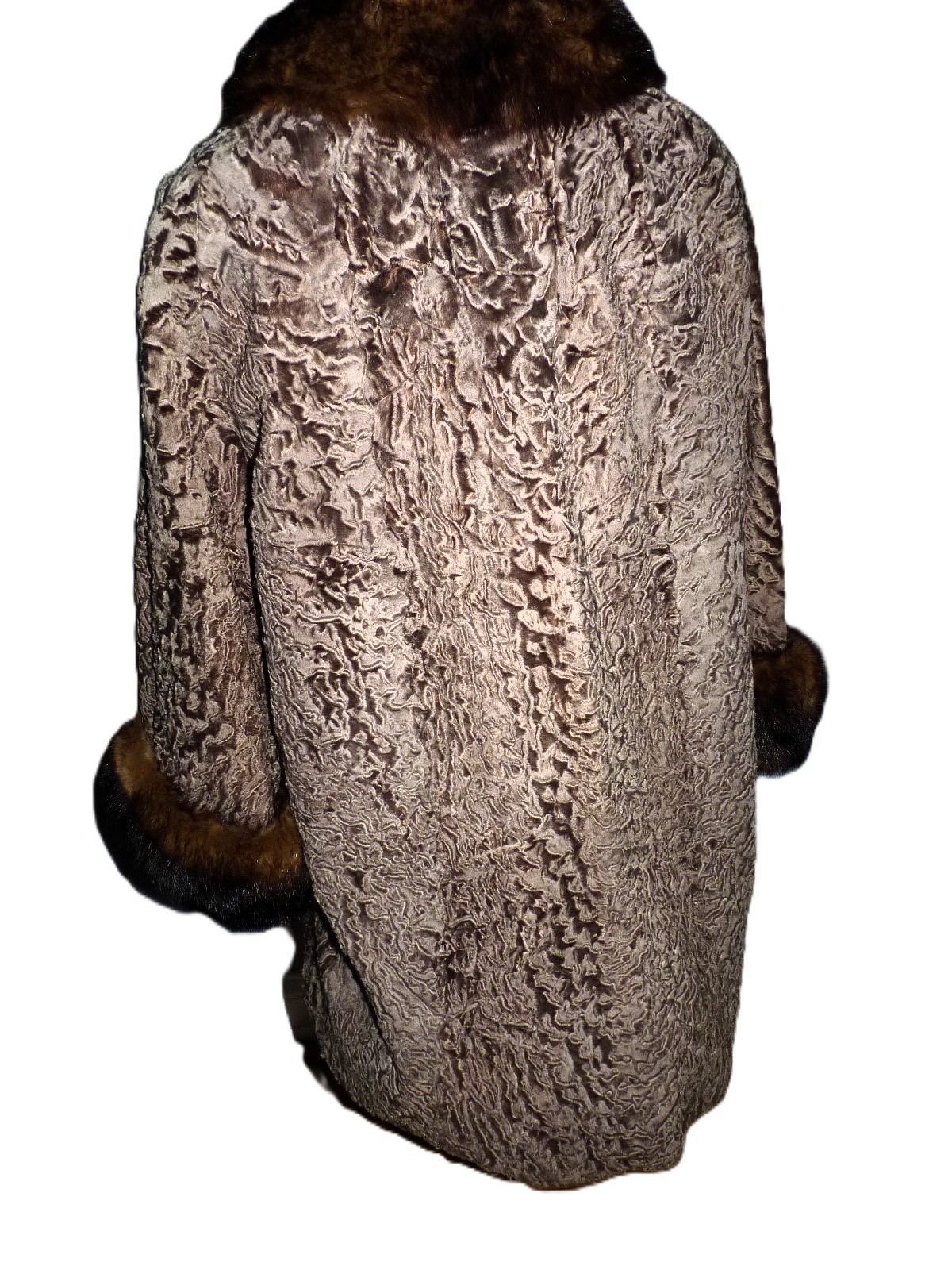 Persian lamb Russian sable collar cuffs coat M
