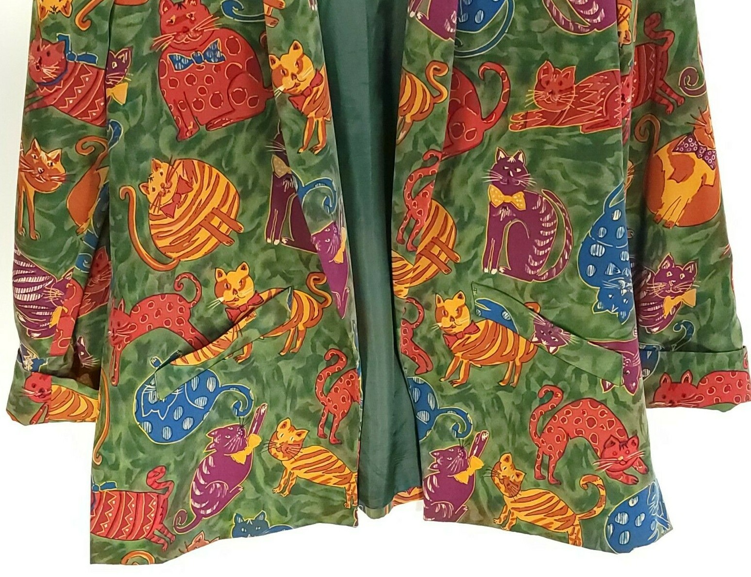 Vintage Patchington Jacket Blazer Women’s Small Multicolor Whimsical Cat Print