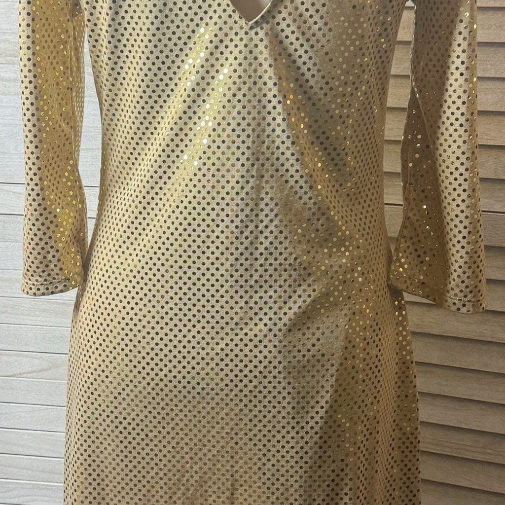 Express, Gold Foiled Dot Vintage Dress. Size Small. Great Condition. Holiday