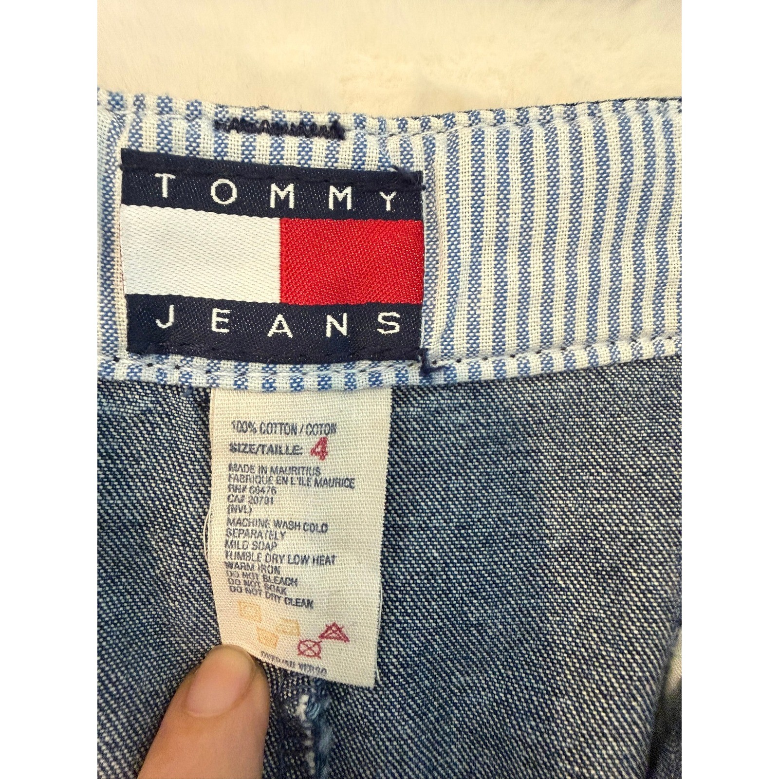 Vintage Tommy Jeans Denim Maxi Skirt Button Front Medium Wash Cotton Size 4