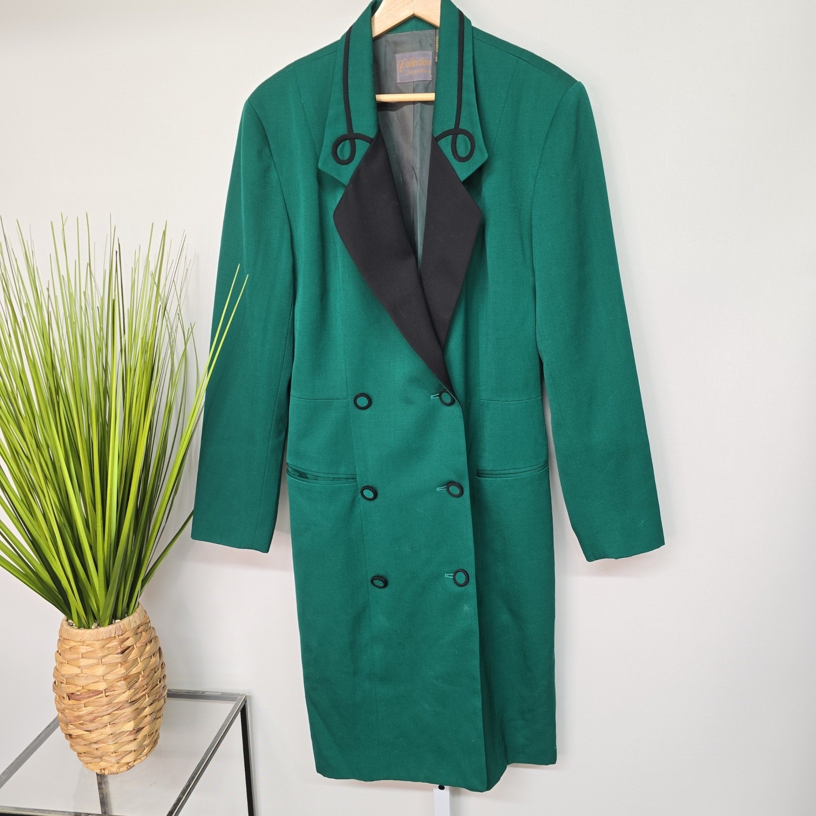 Vintage Collection Point of View Green 100% Wool Double Breasted Coat Size 10