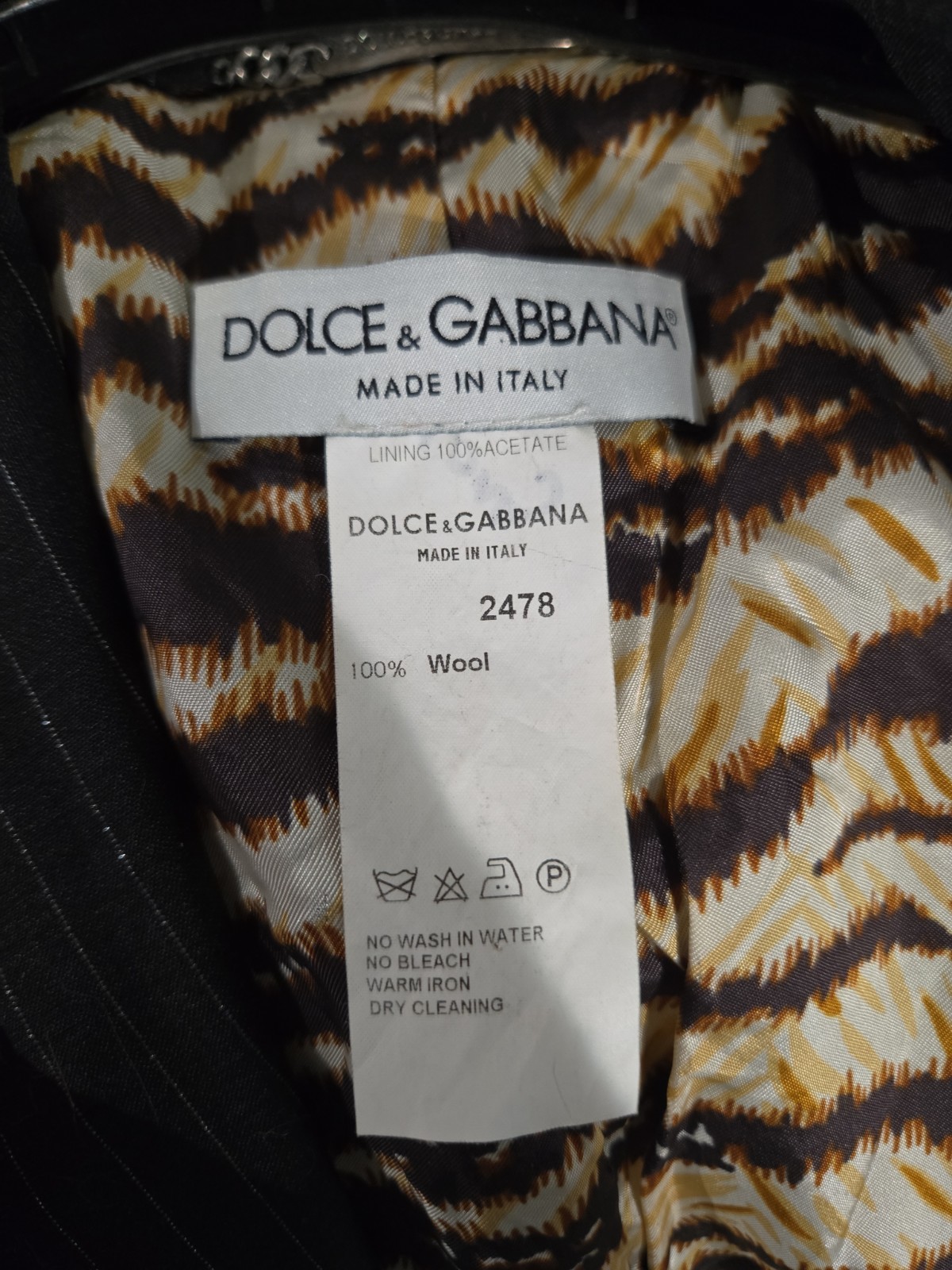 Dolce &Gabbana Pinstripe Vintage Blazer Women’s Tiger Stripe Lining Size 38