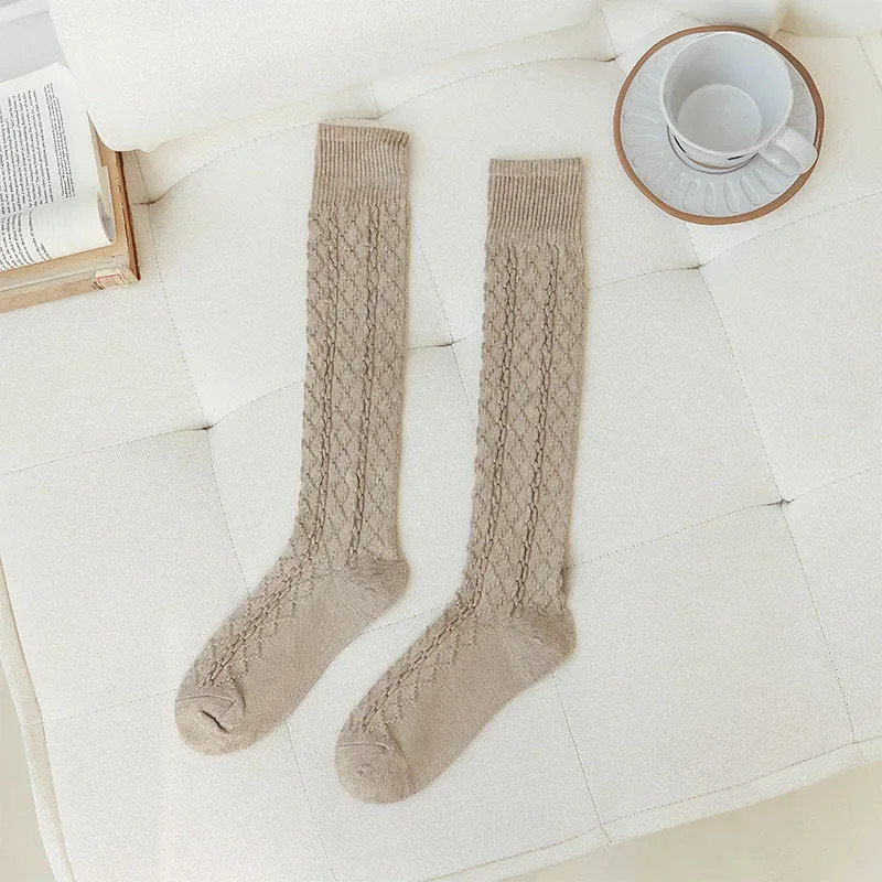 Solid Color Long Socks Retro Women Stockings High Quality Japanese Style Girl