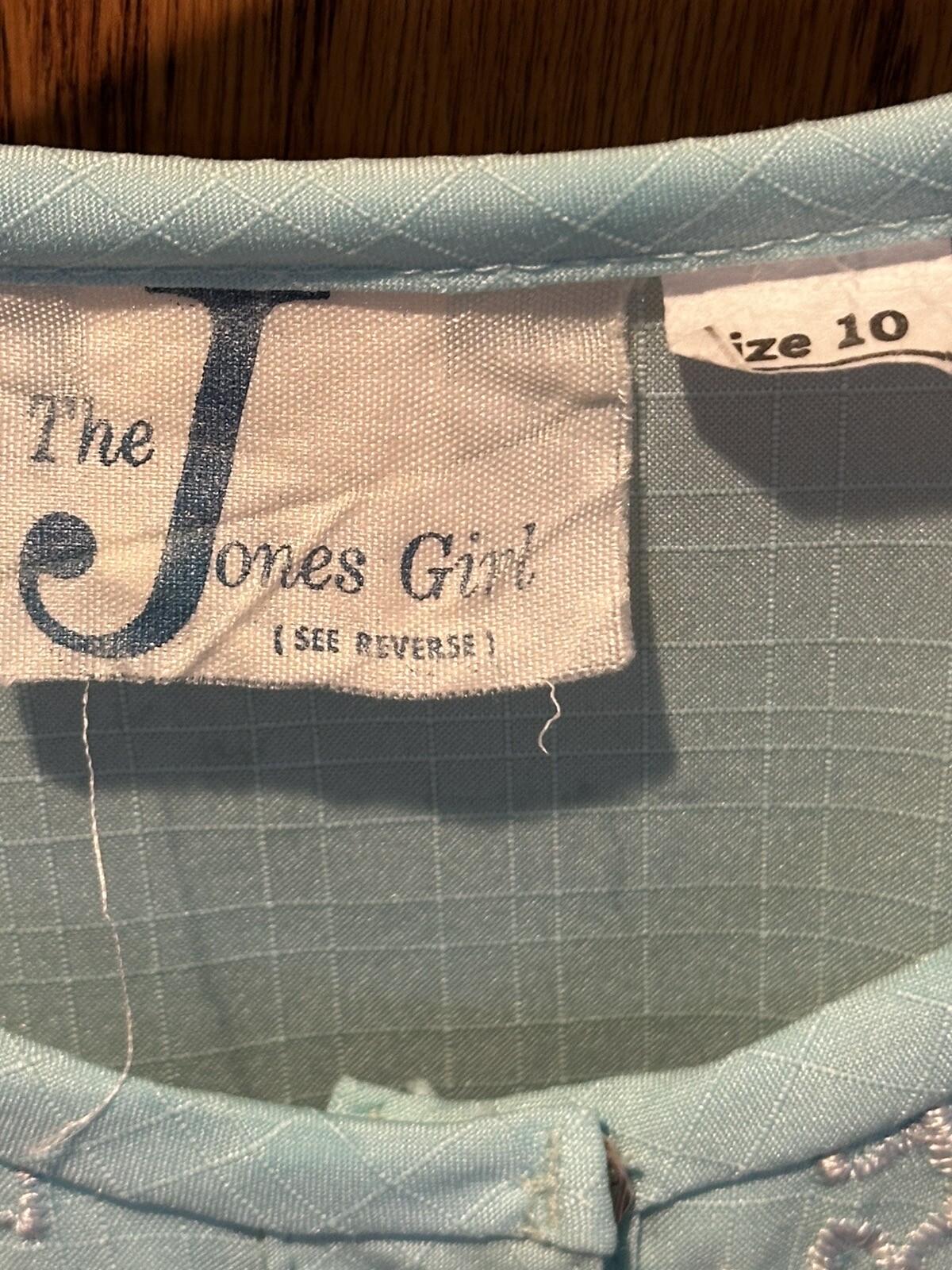 Vintage Shirt Dress Size 10 The Jones Girl Blue Flower Lace Embroidered Small