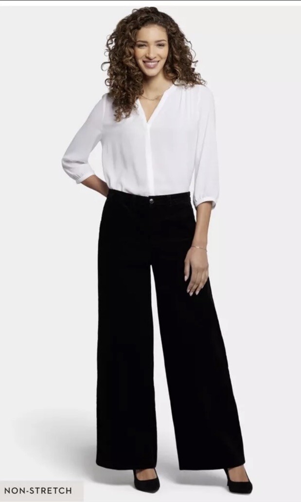 NYDJ Women’s Size 14 Black Ribbed Corduroy Pants Whitney Trouser NWT 100% Cotton