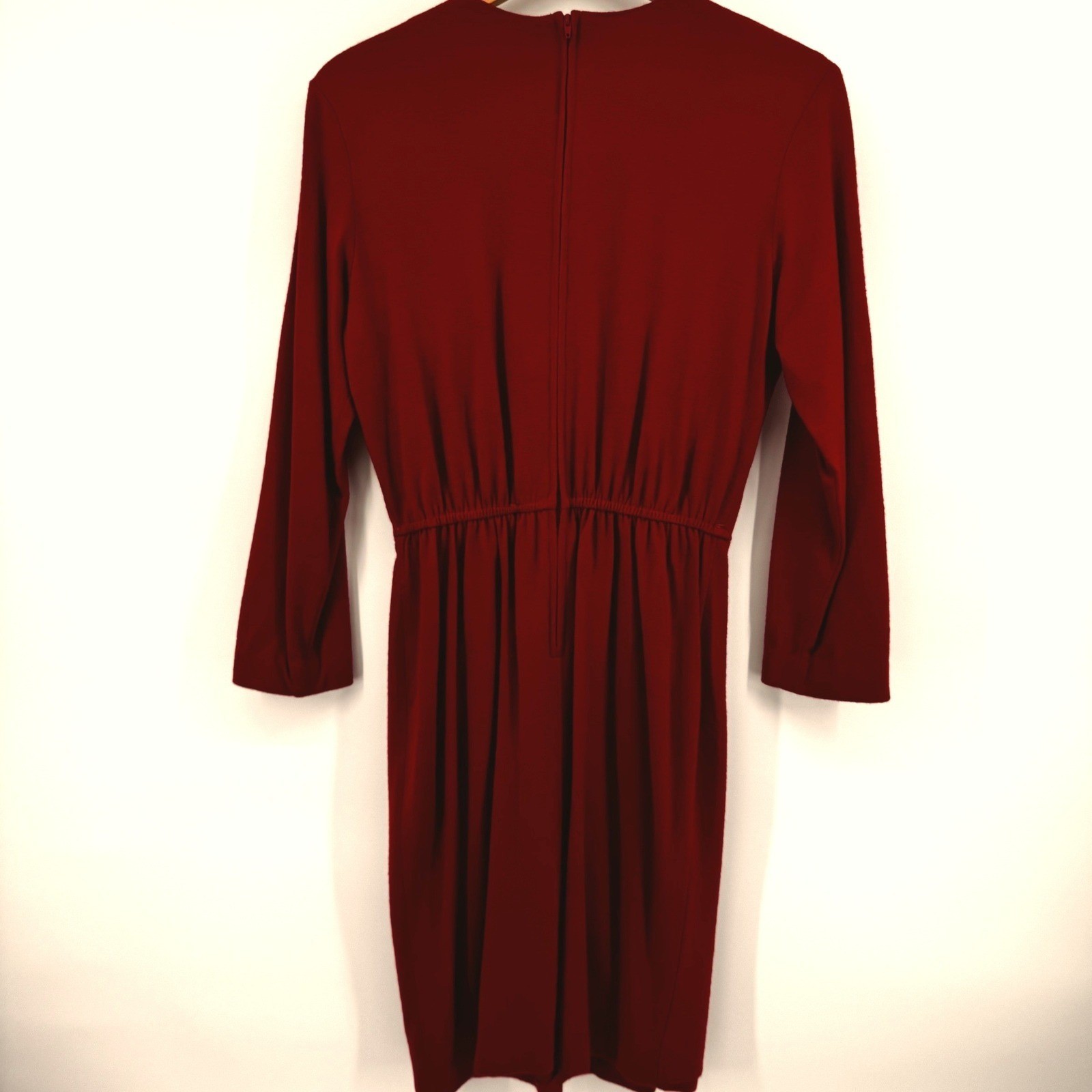 Carol Anderson Petite Red Wool Blend Belted Midi Dress Vintage Long Sleeve Sz 8