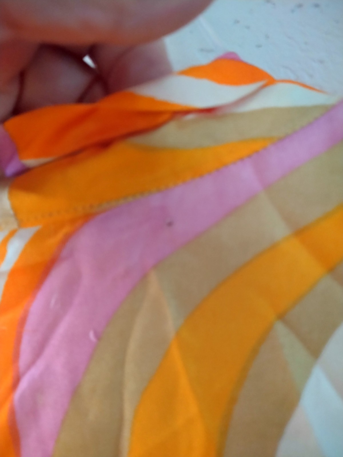 Vtg Handmade 70’s Psychedelic Bow Front Zip Blouse Hippie Disco Art Pinholes Run