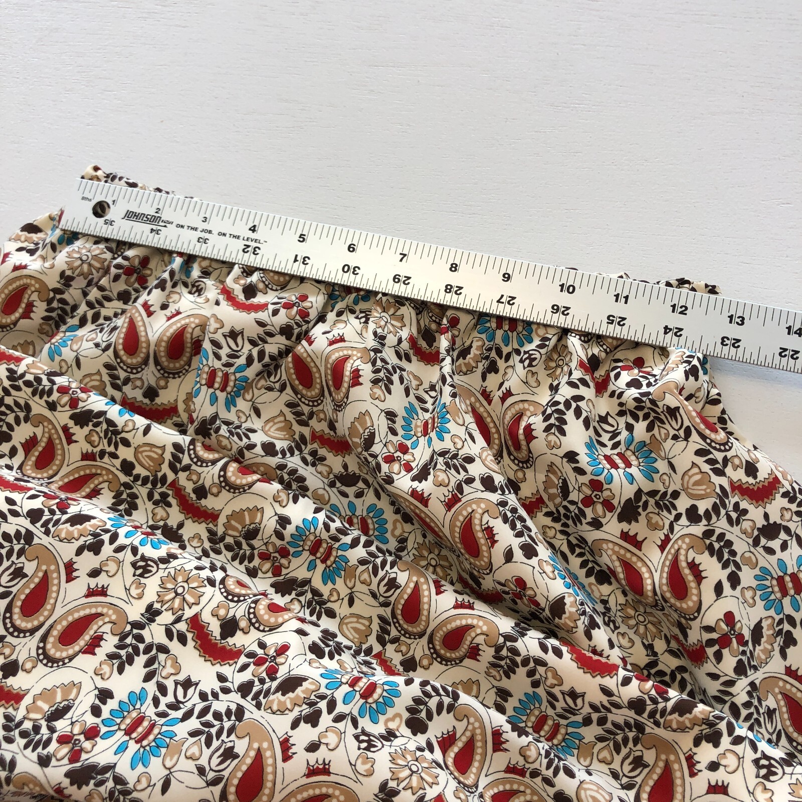 vtg 1970s COPLEY SQUARE Ltd Pull On Maxi Skirt Waist fits 25″-31″ Satin Paisley