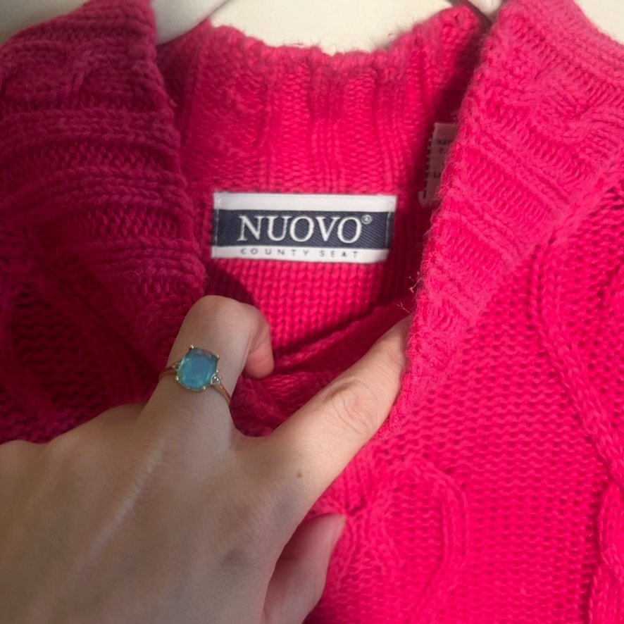 Vintage 90s Cardigan Pink Preppy Tennis Sweater Small County Seat Nuovo Hearts