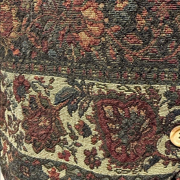 Vintage Gotcha Covered Tapestry Floral Woven Burgundy Blue Boho Womens Vest Lg