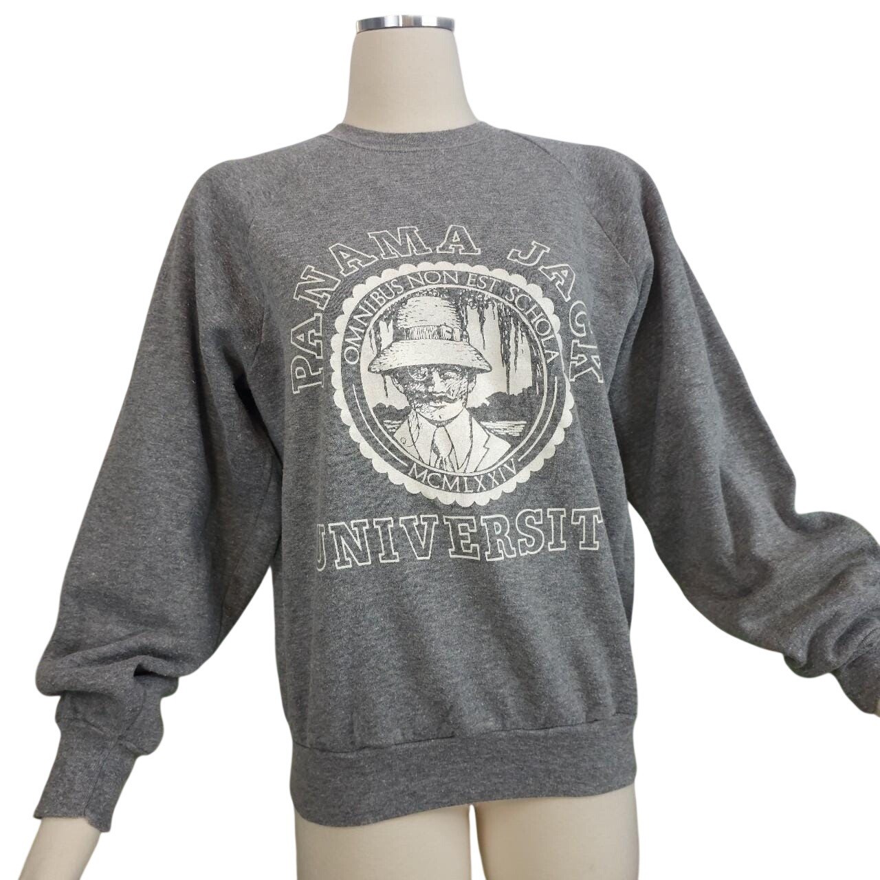 Grey Vintage Panama Jack Crewneck Sweatshirt 1983 University Style Hoodie 80s
