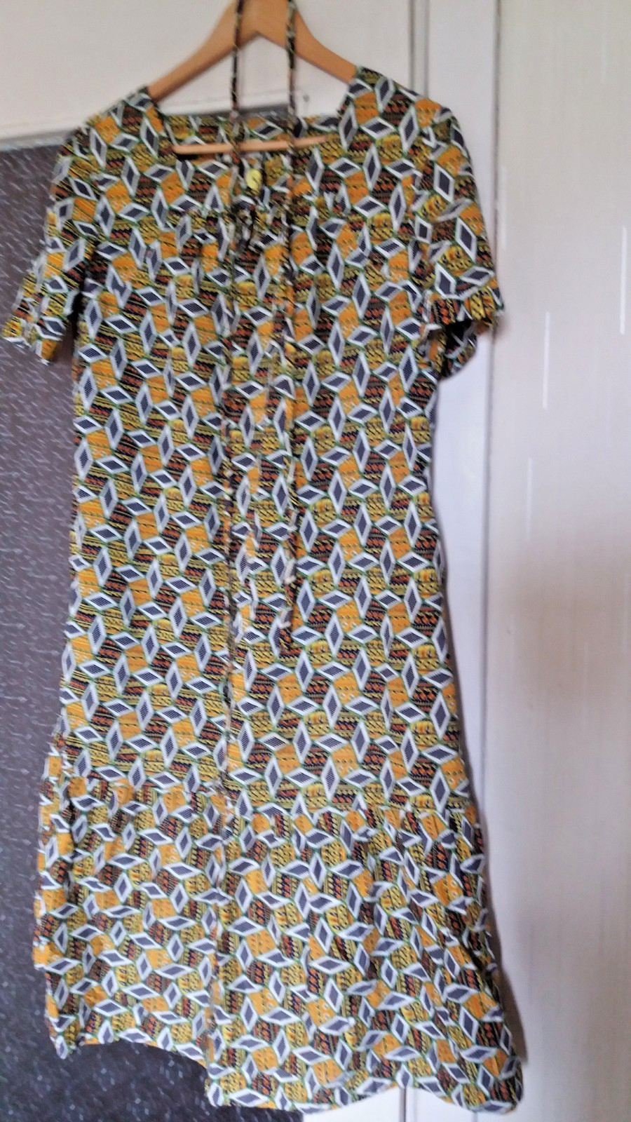 USSR vintage women multi-colour 100% cotton women dress. 1970s
