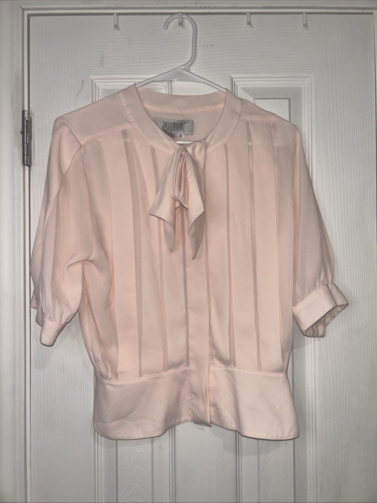 Vintage Josephine Blush Pink Short Sleeve Button Front Blouse Women’s Sz 8