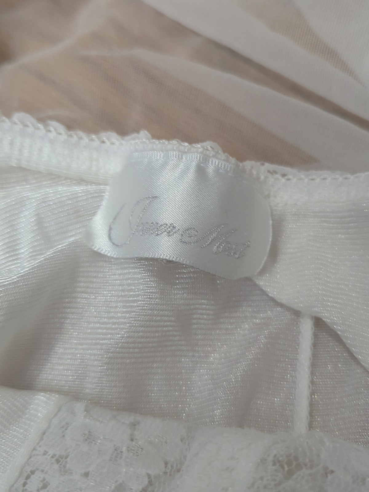 Vintage Inner Most Lace White Nylon Teddy Size Medium W/Sheer Robe