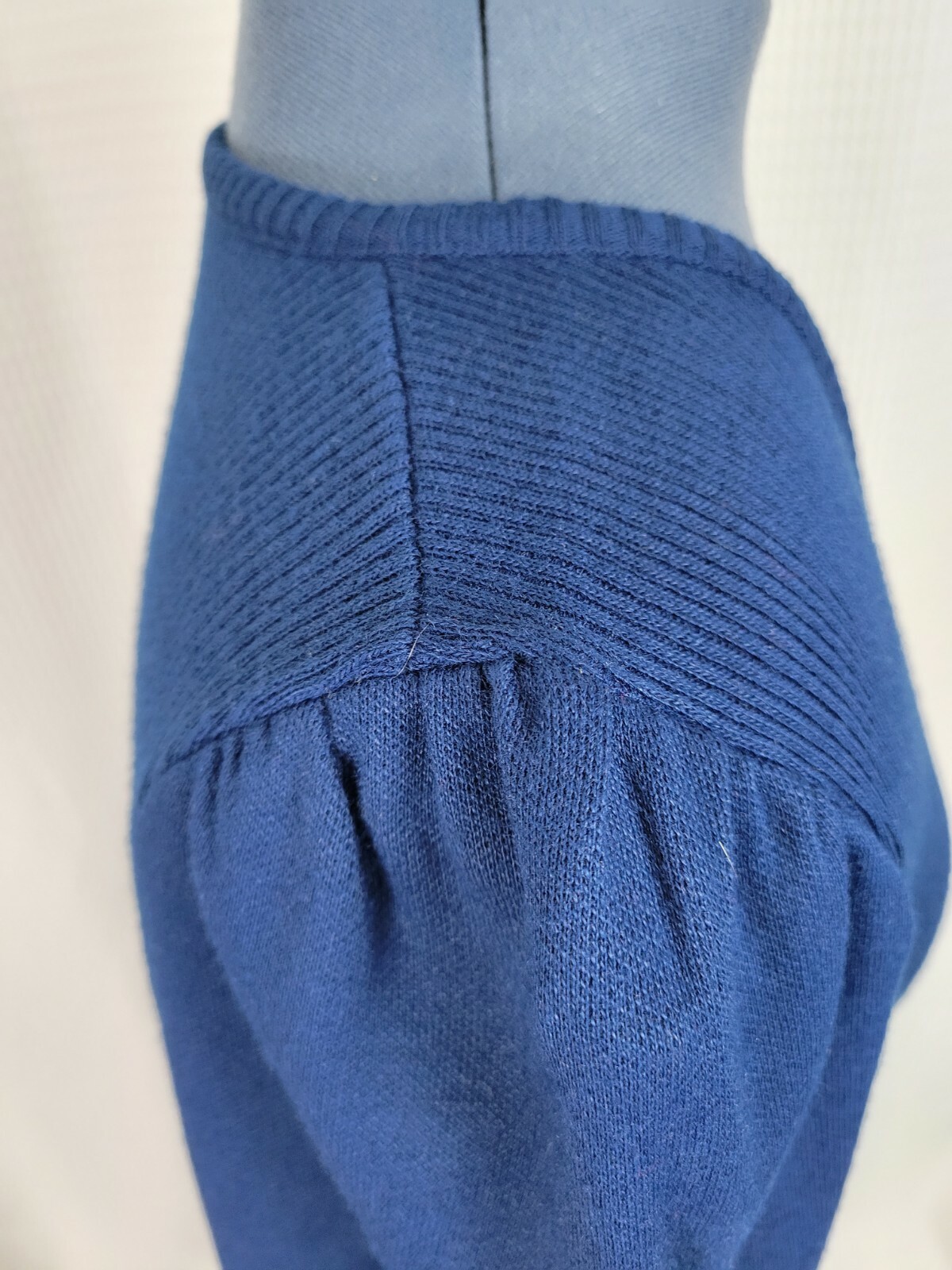 Vintage Cooper Navy Blue Knit Wrap Bodice Dress Size 11