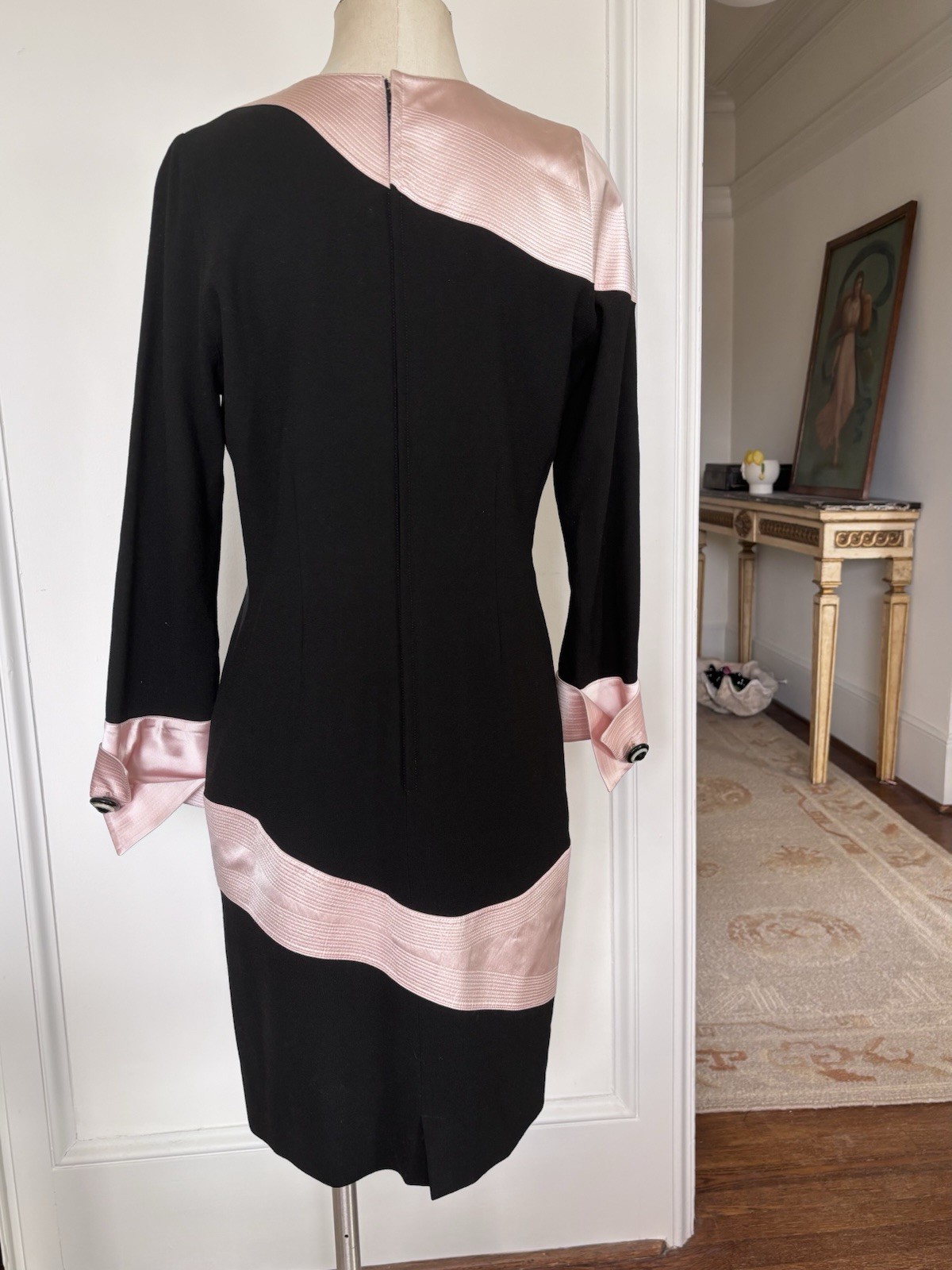 VTG 1980s Fontana Couture Amen Wardy Black & Pink Dress Size M/L