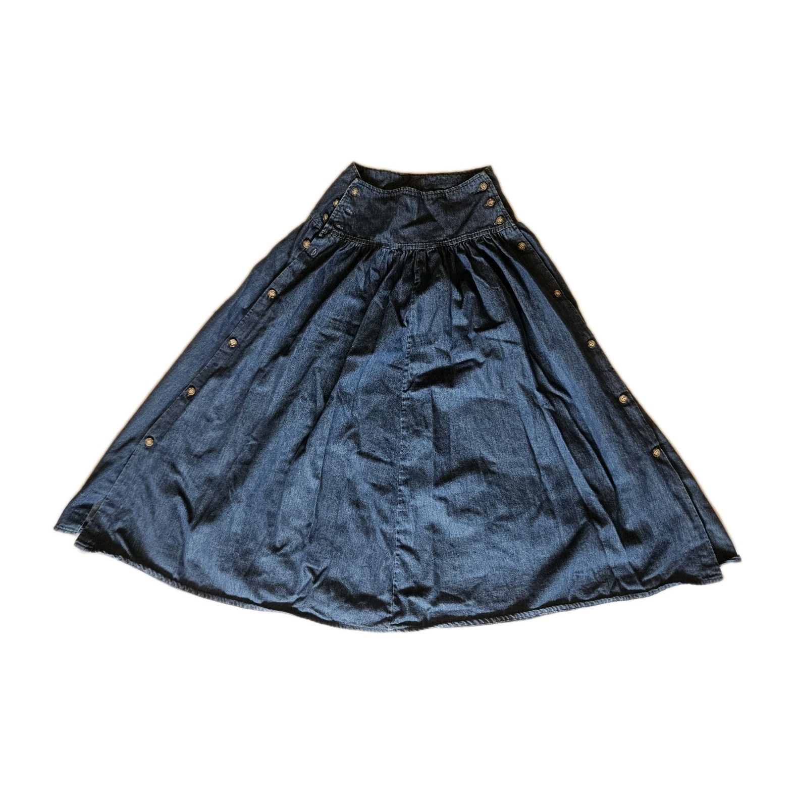 Vtg Selections by Manor House Denim Button High Waist Knee/Midi Skirt XS/S