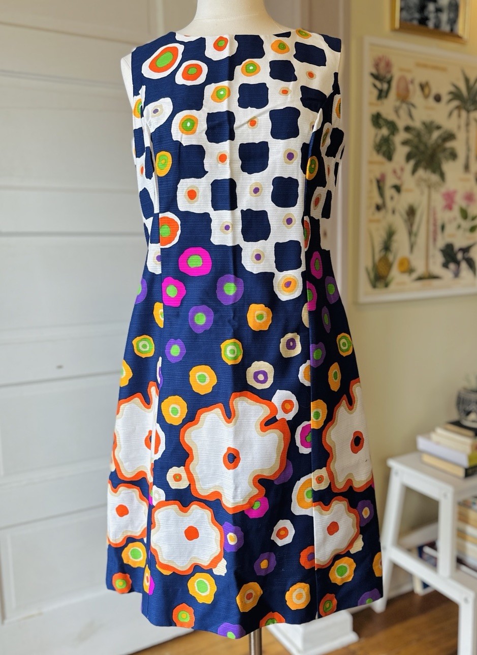 Vintage 60s Alex Coleman Abstract Mod Floral Print Dress EUC!