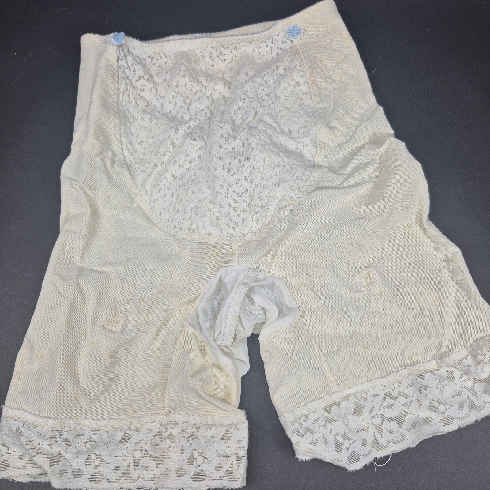 Vintage Beige White Leading Lady Style 751 Control Lace Girdle Pin Up Garters